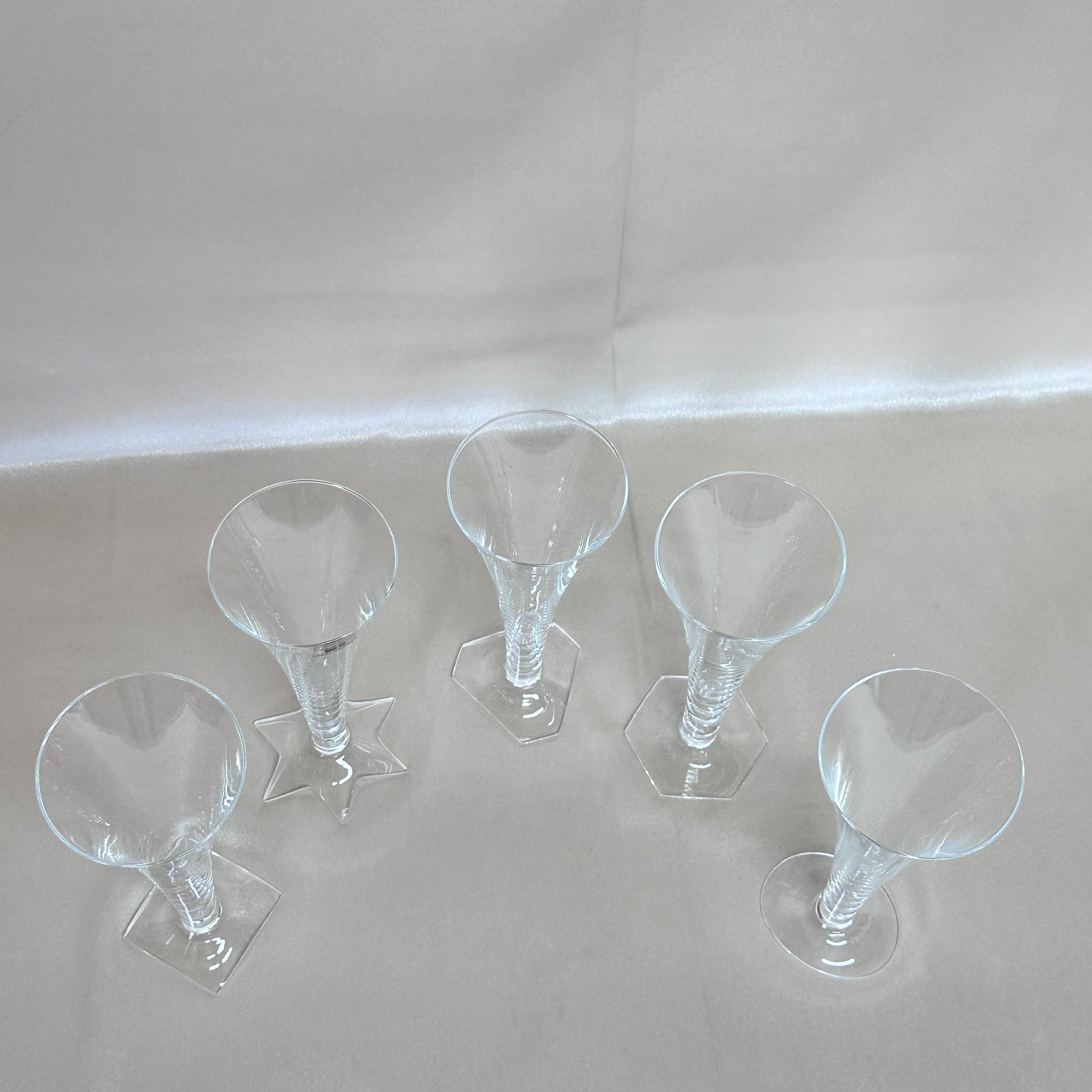Carlo Moretti Murano Champagne Flutes Clear Glass Set of 5