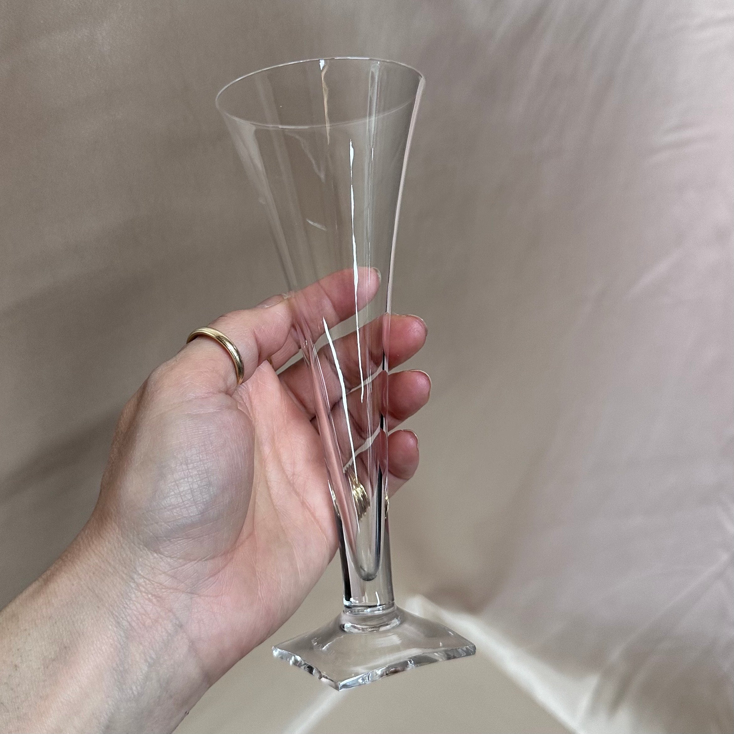 Carlo Moretti Murano Champagne Flutes Clear Glass Set of 5