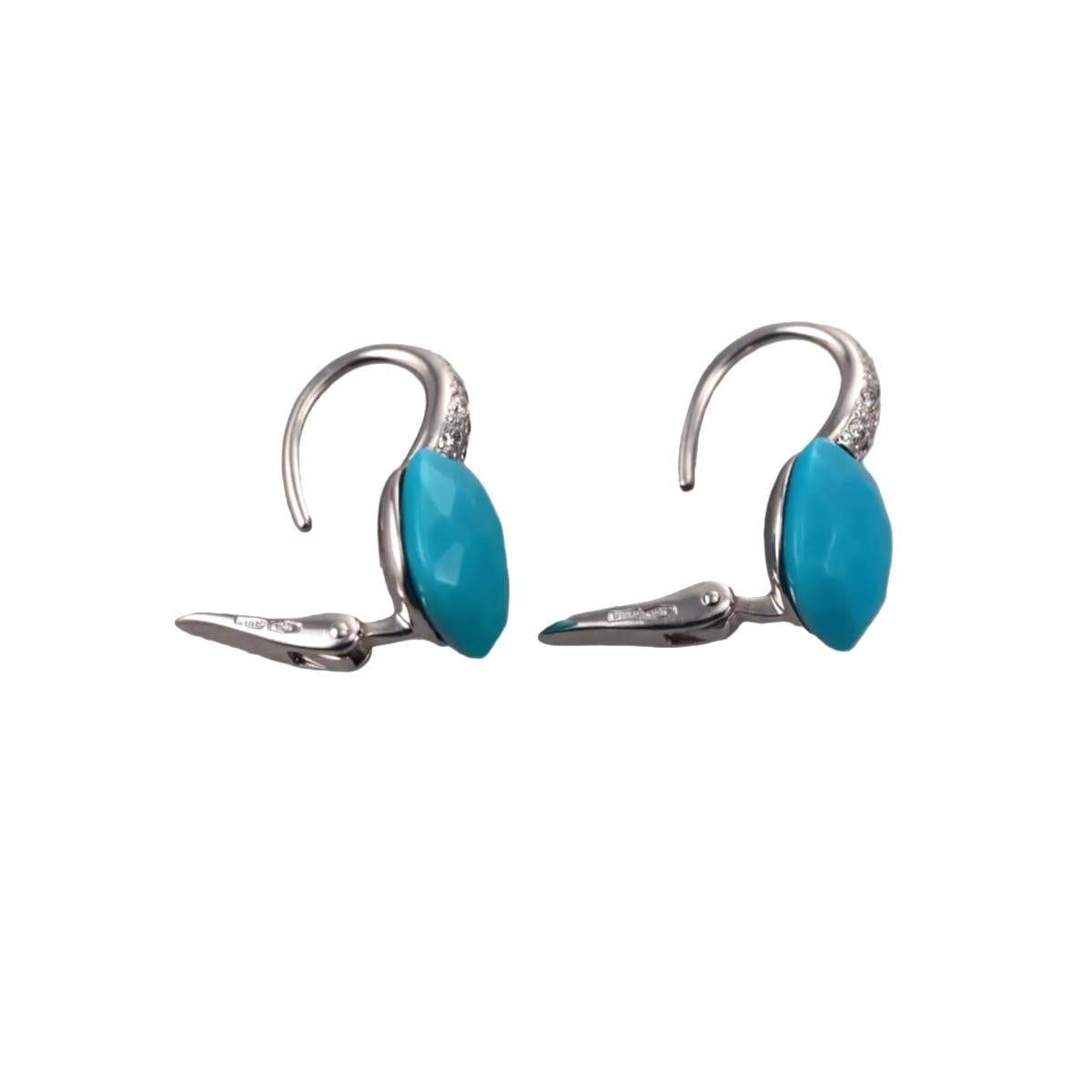 Pomellato Capri 18k White Gold Turquoise Diamond Earrings