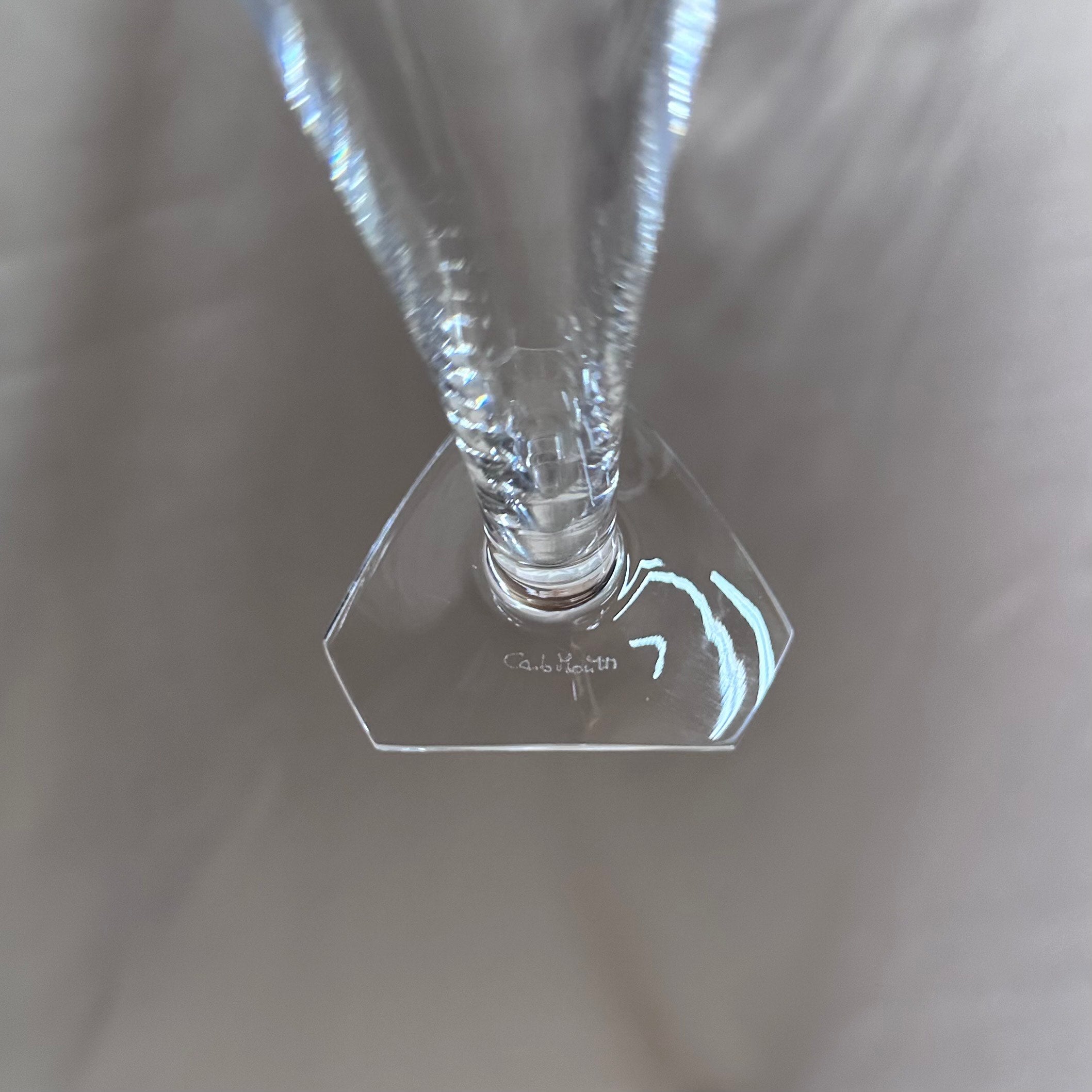 Carlo Moretti Murano Champagne Flutes Clear Glass Set of 5