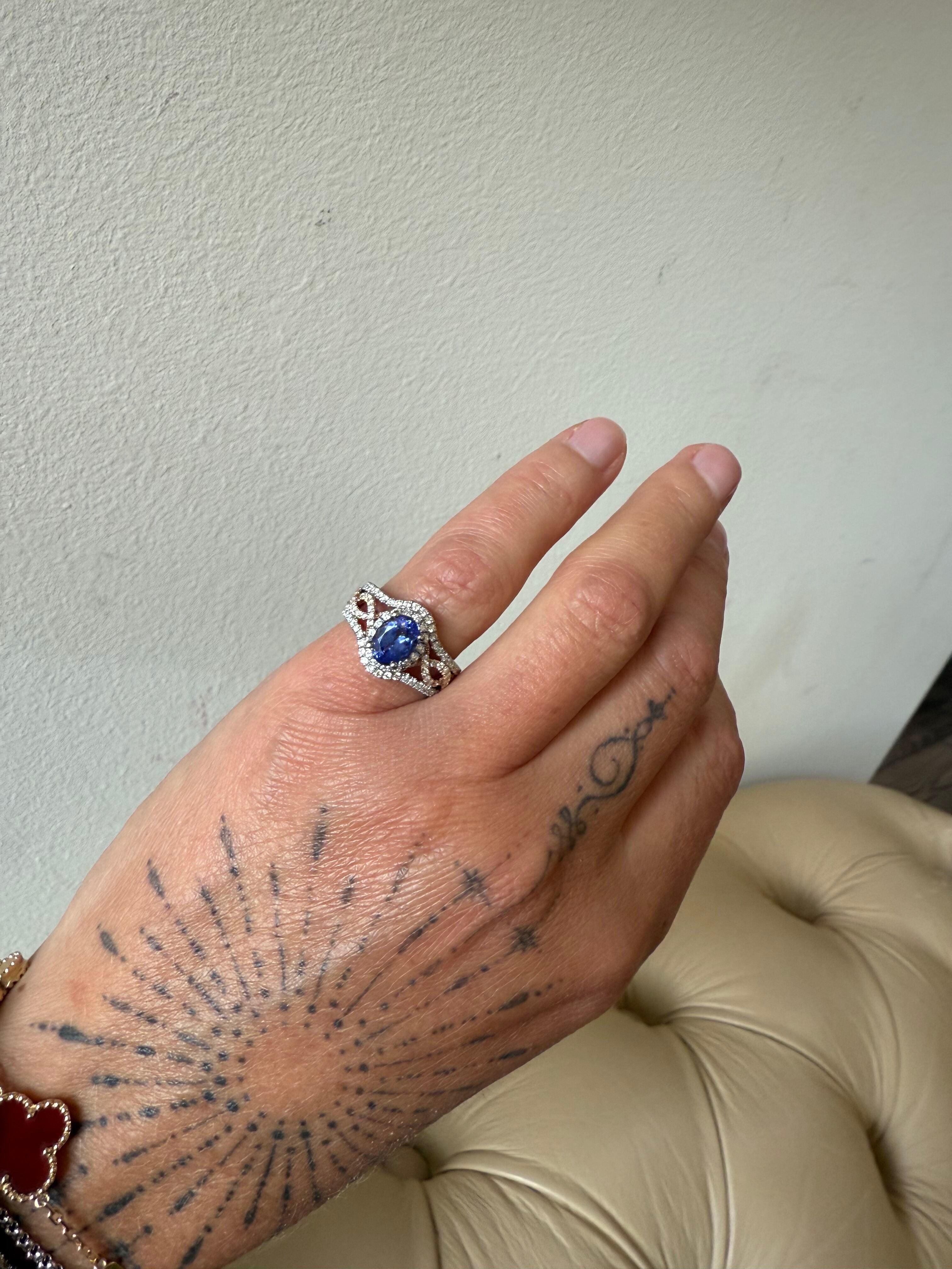 Hakman 18k Gold 1.43ct Tanzanite Diamond Ring