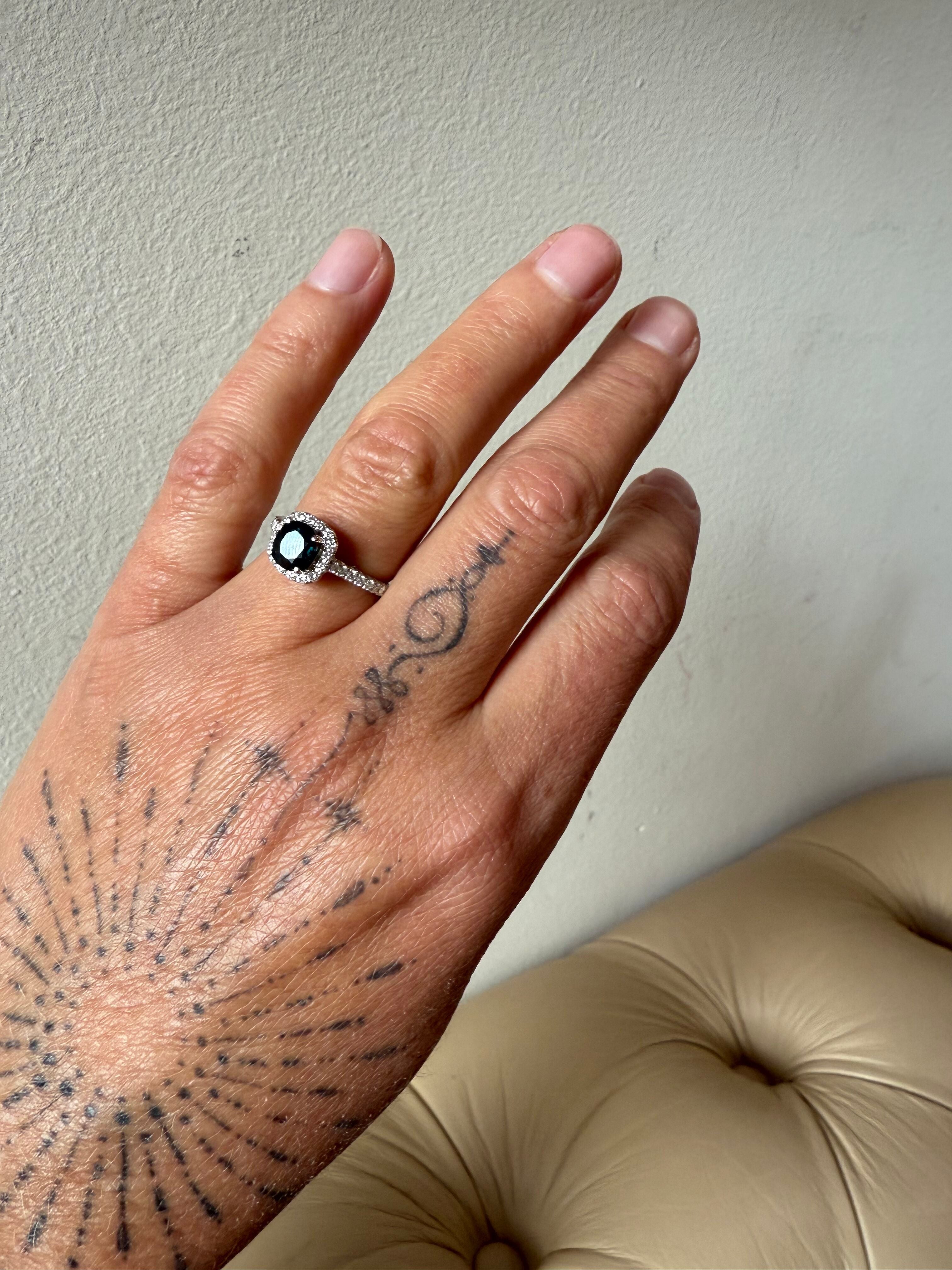 14k Gold Diamond Sapphire Ring