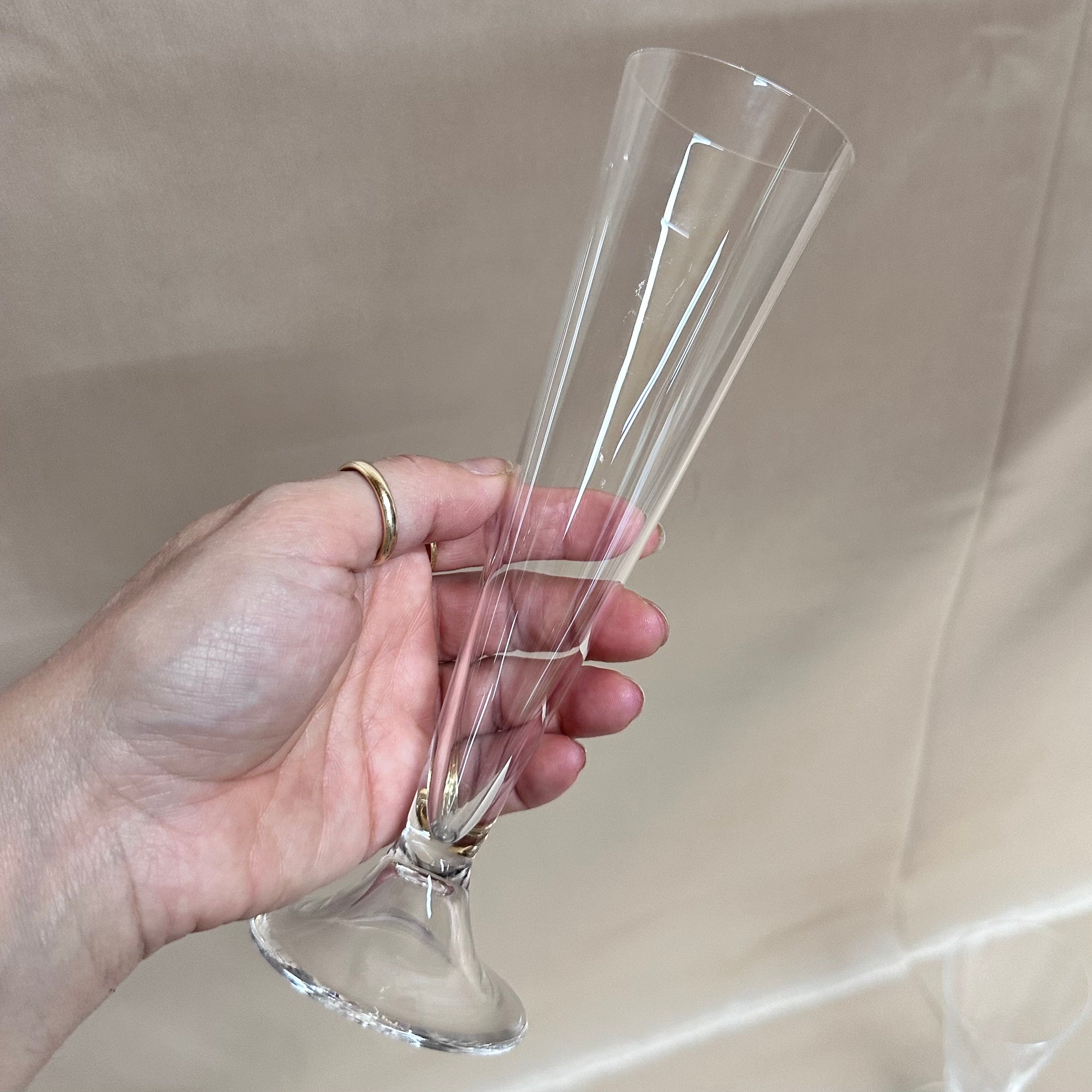 Carlo Moretti Murano Champagne Flutes Clear Glass Set of 3