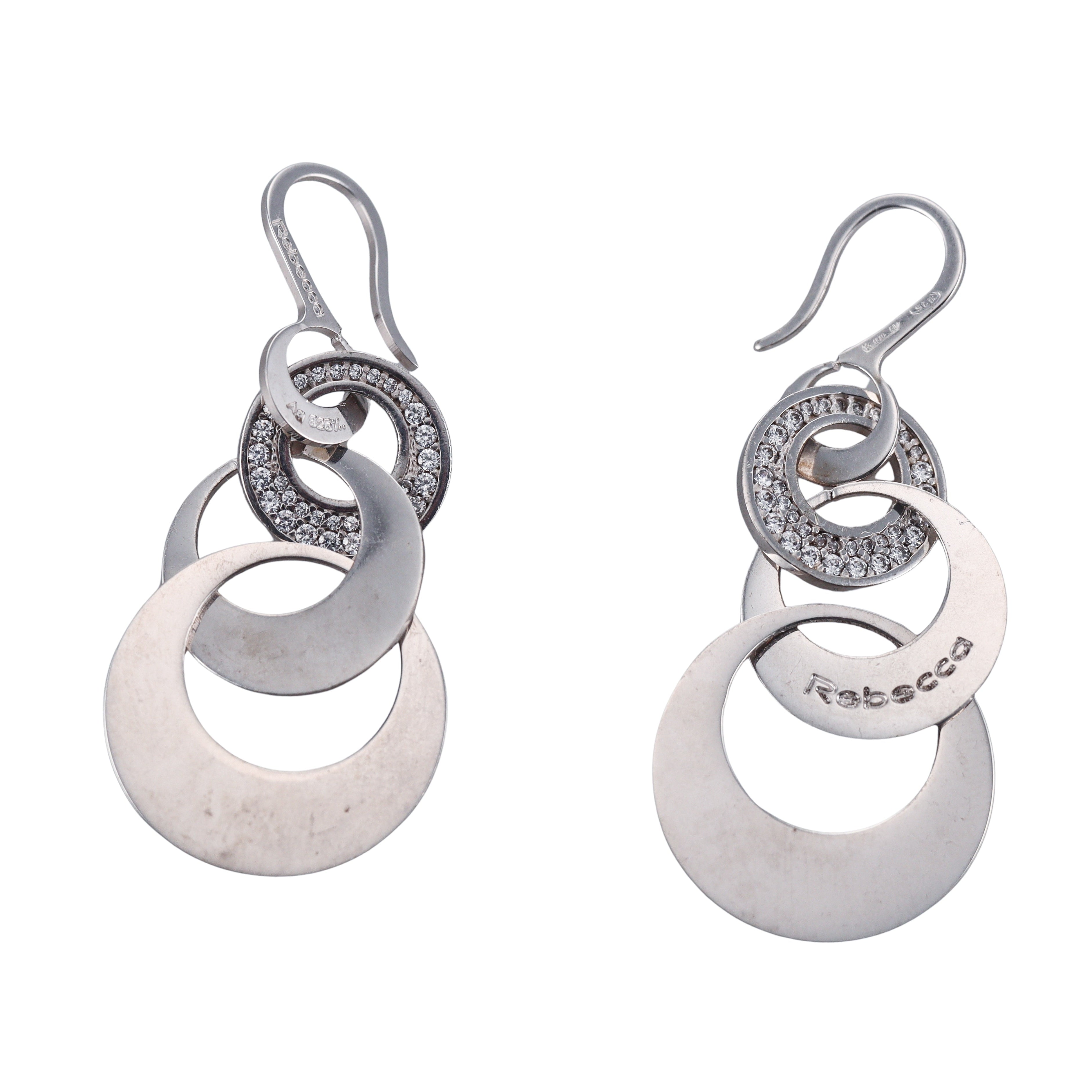 Rebecca Sterling Silver Crystal Drop Earrings