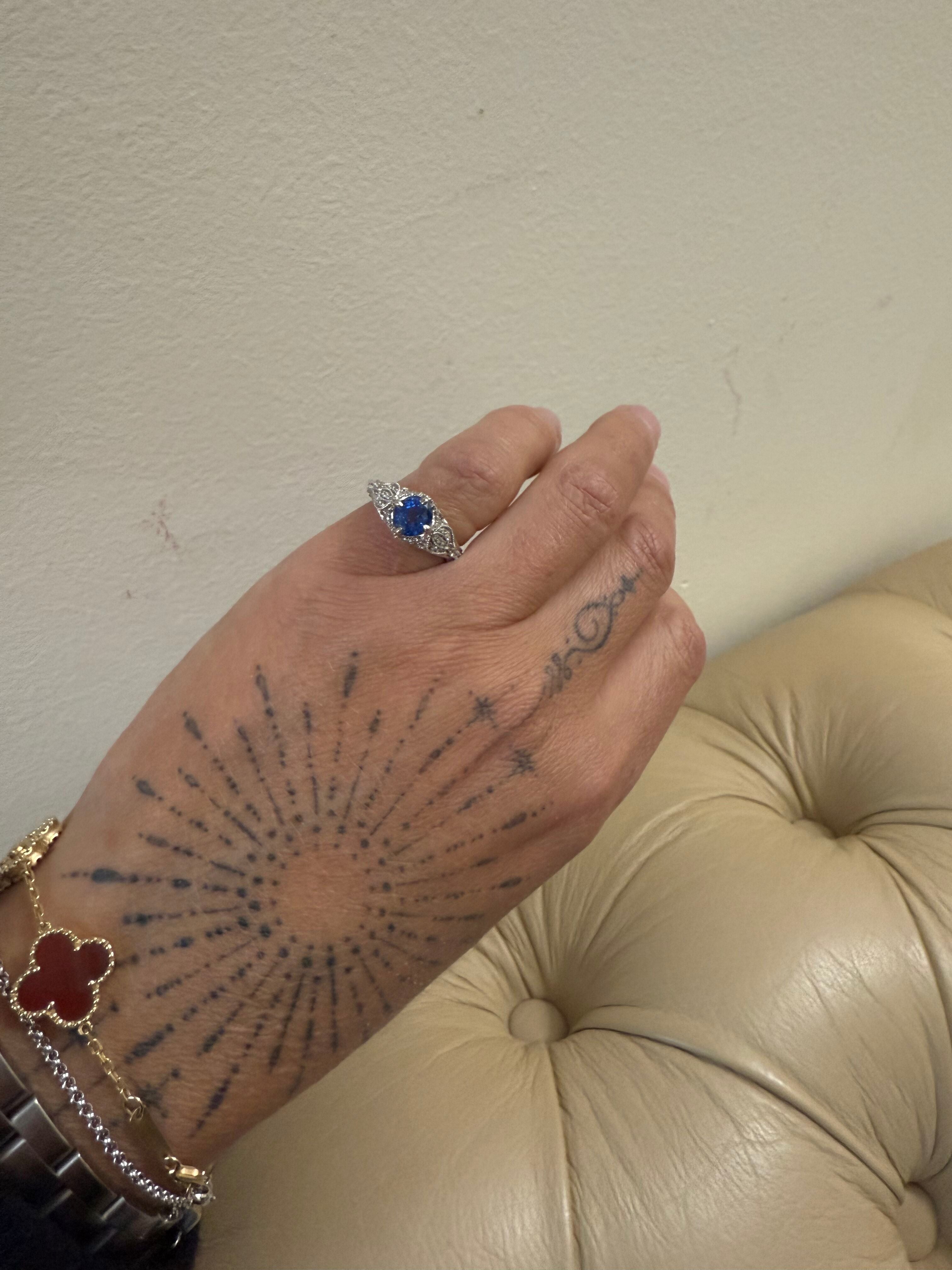 14k Gold Diamond 1.80ct Sapphire Ring