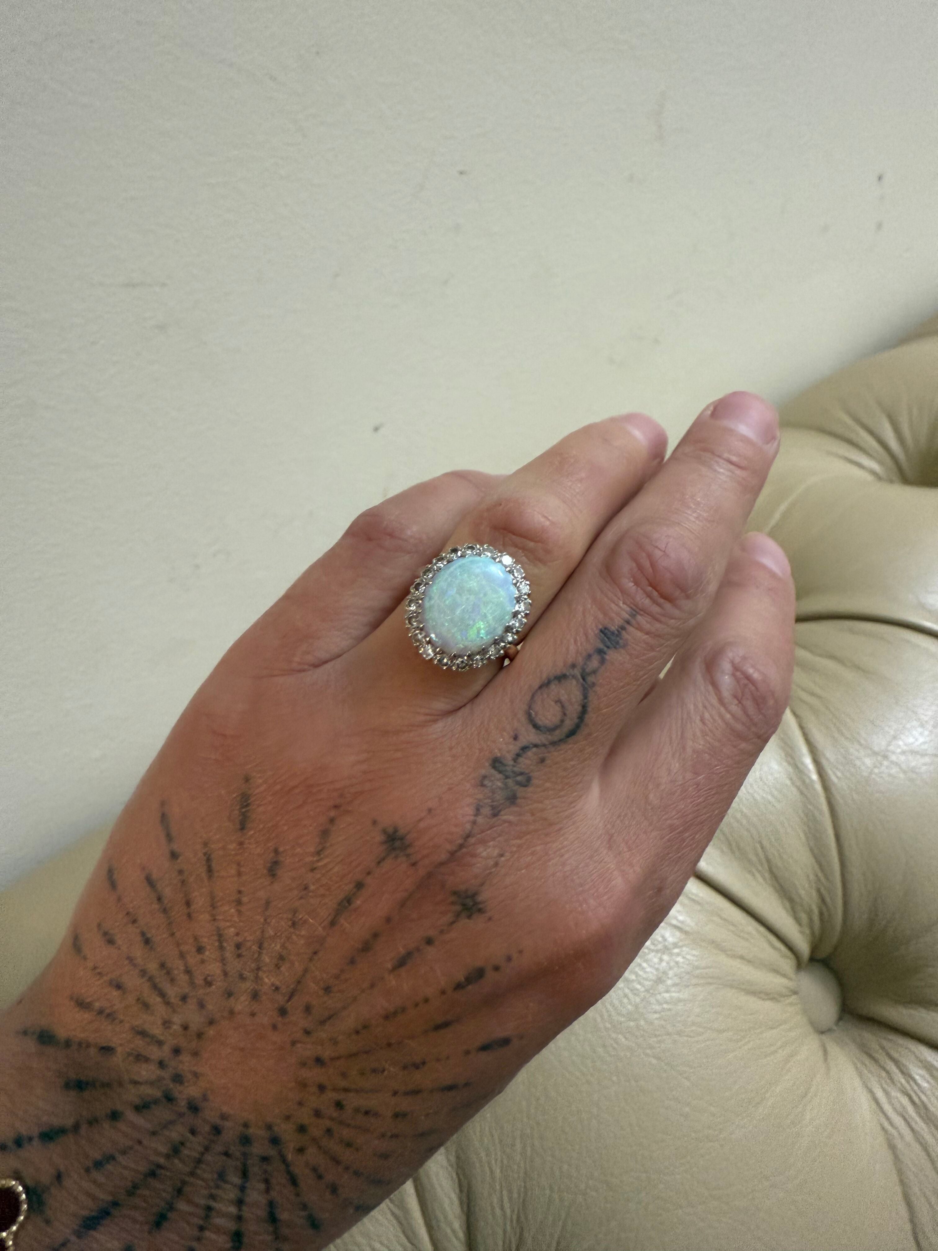 14k Gold Diamond 5ct Opal Ring