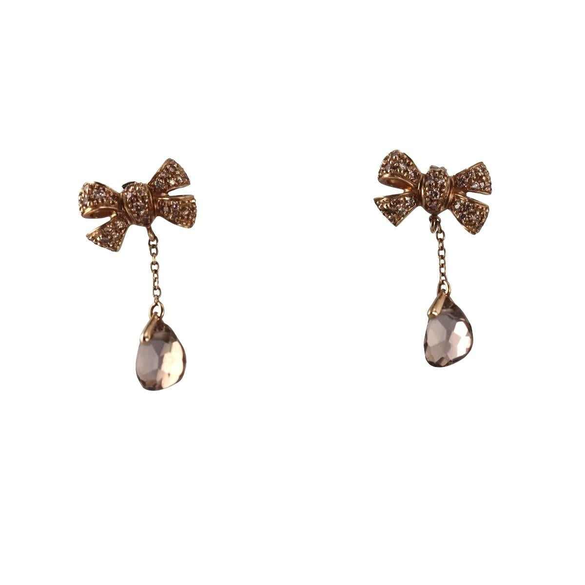 Pomellato Forever 18k Gold Bow Drop Diamond Earrings