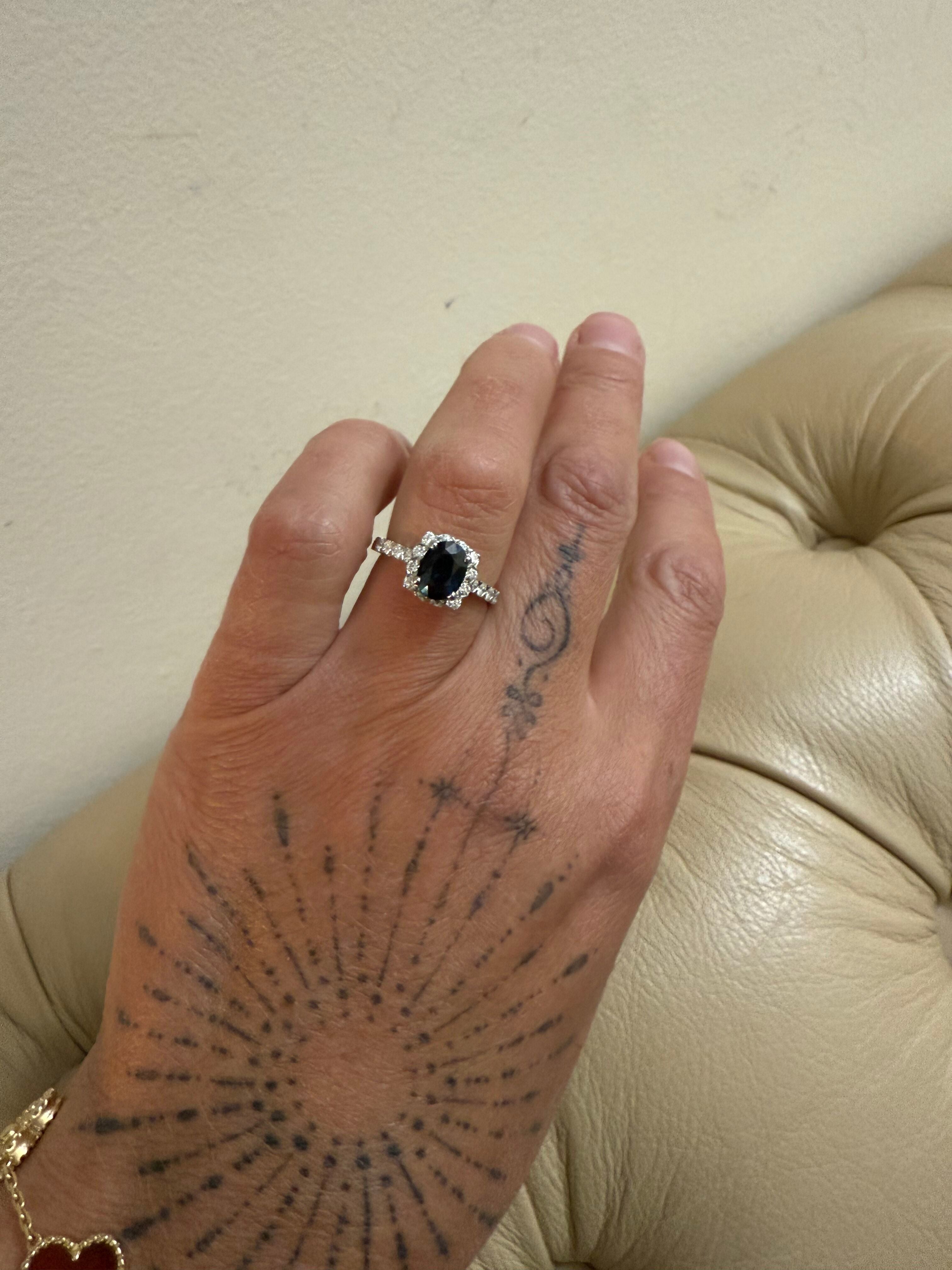 14k Gold Diamond 1.78ct Sapphire Ring