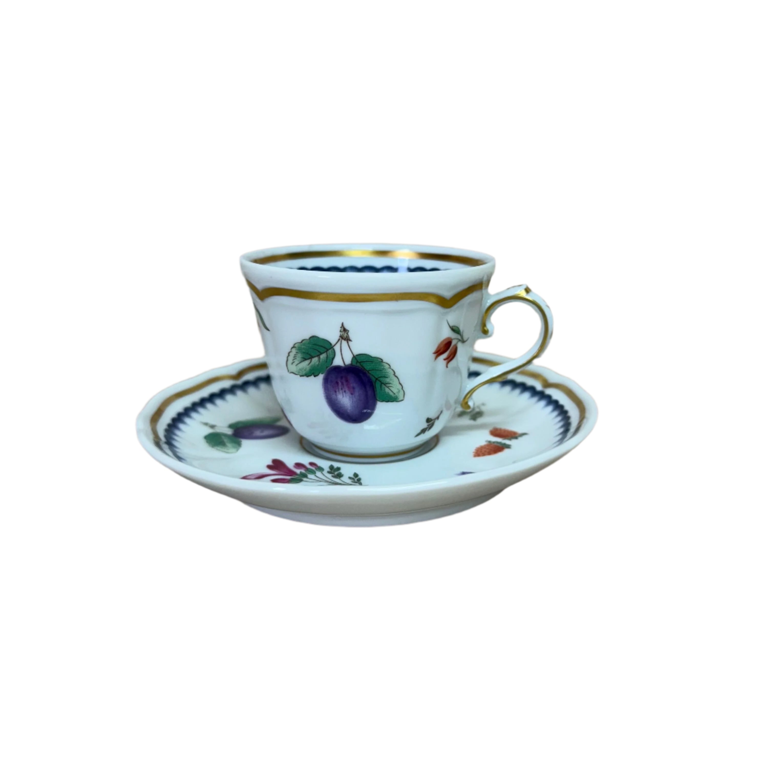 Richard Ginori Italian Fruits Antico Doccia Demitasse Espresso Cup Saucer Set of 6
