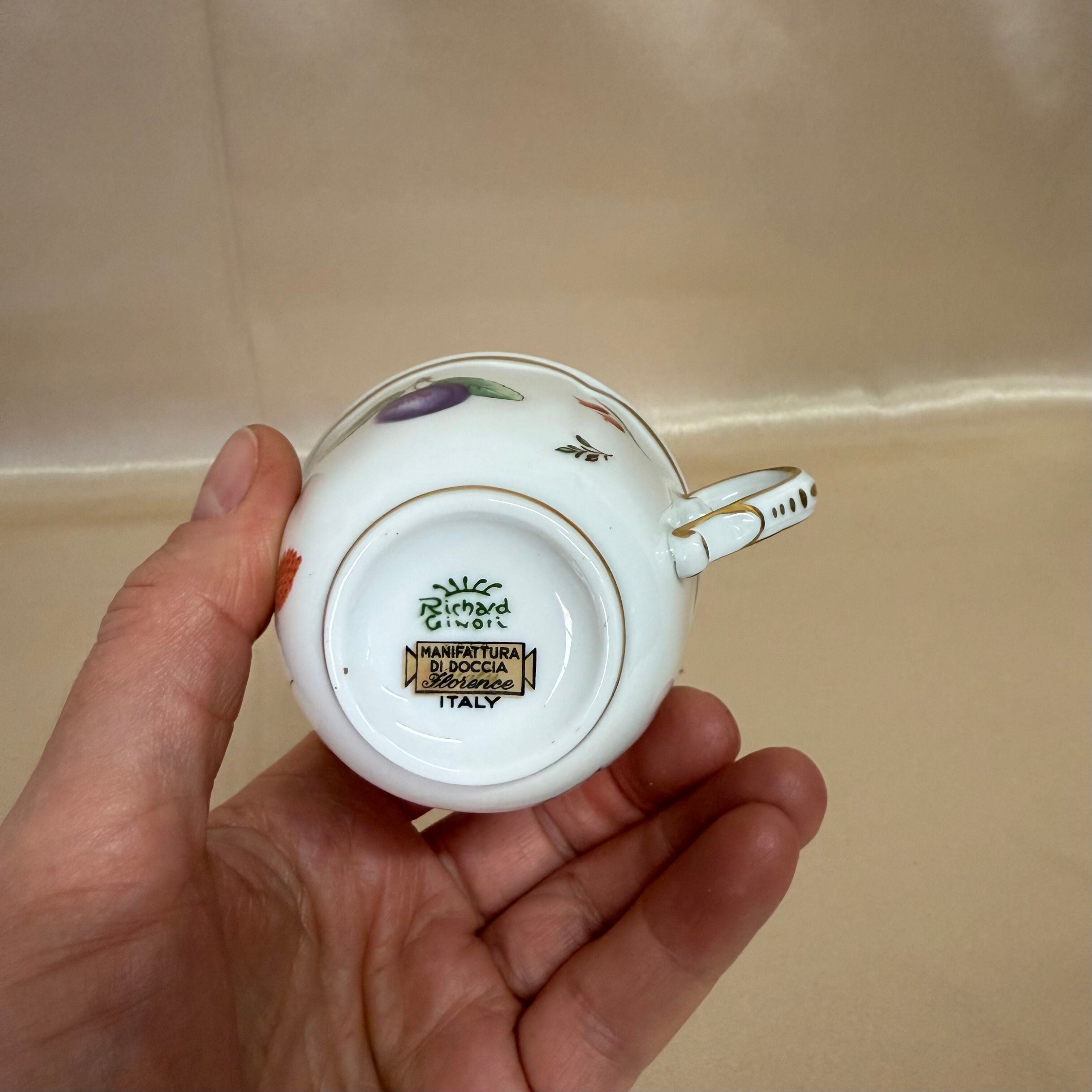 Richard Ginori Italian Fruits Antico Doccia Demitasse Espresso Cup Saucer Set of 6