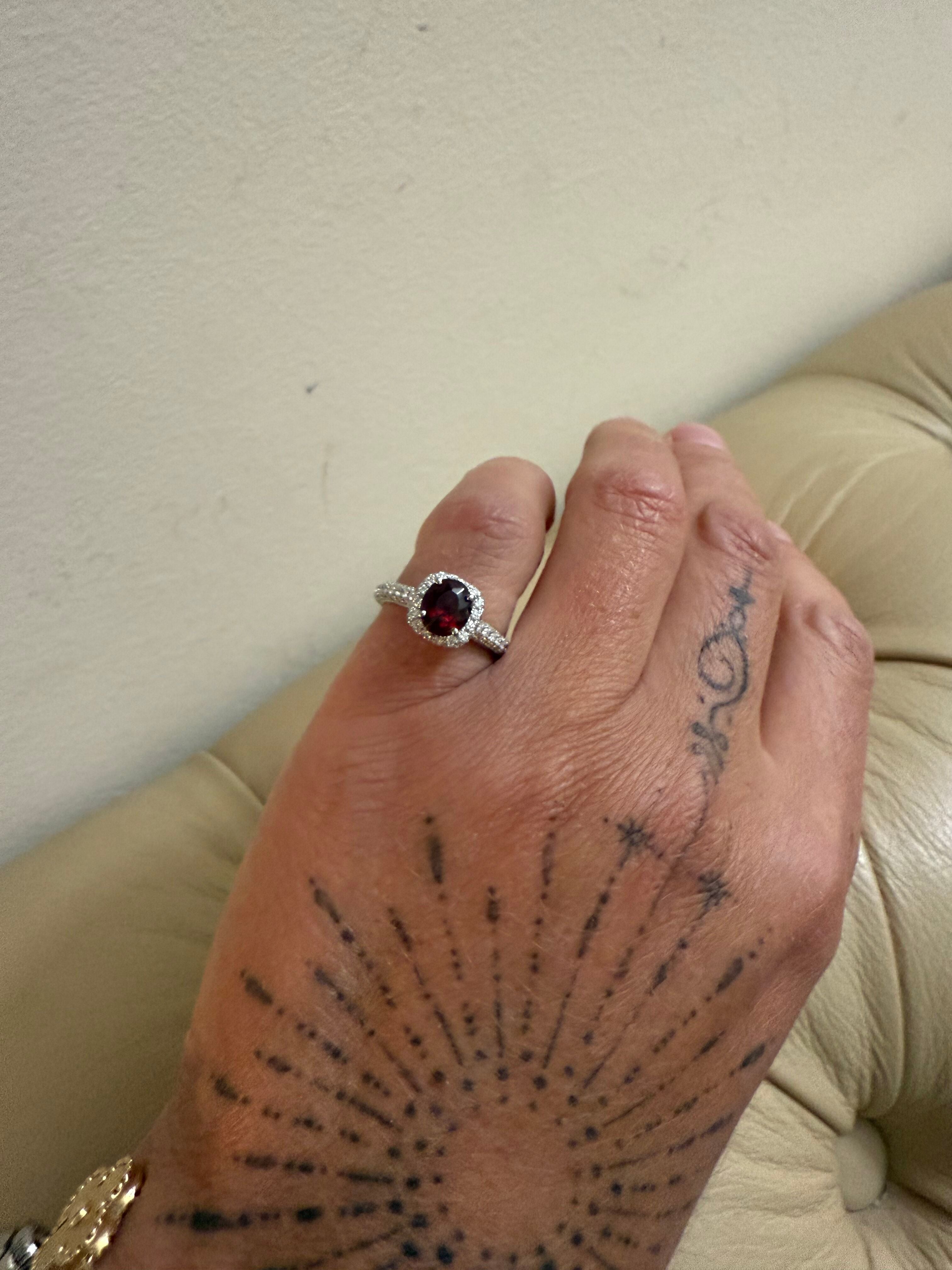 14k Gold Diamond 1.56ct Garnet Ring