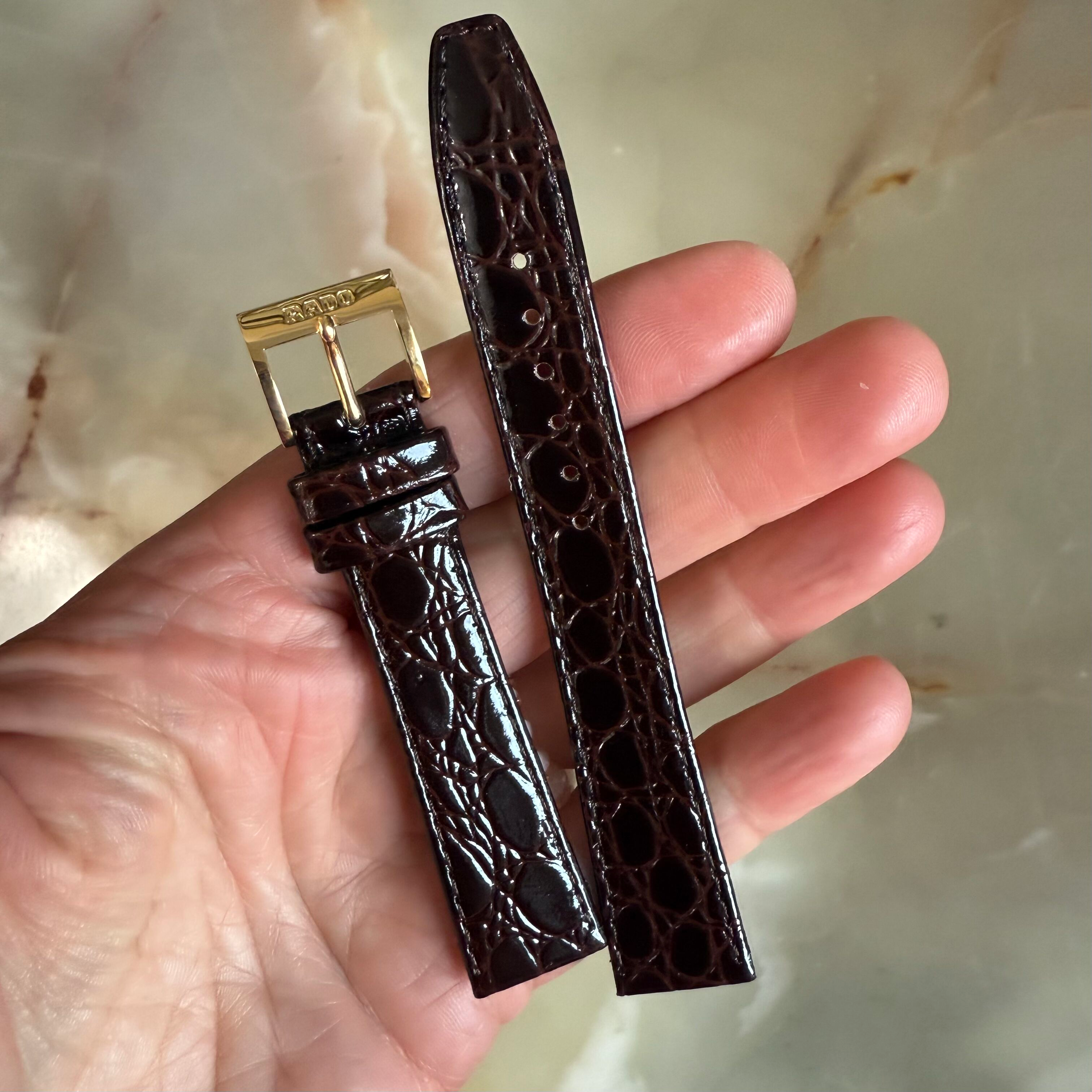 Authentic RADO Brown Leather Watch Strap Band 17mm with Buckle 8544-B