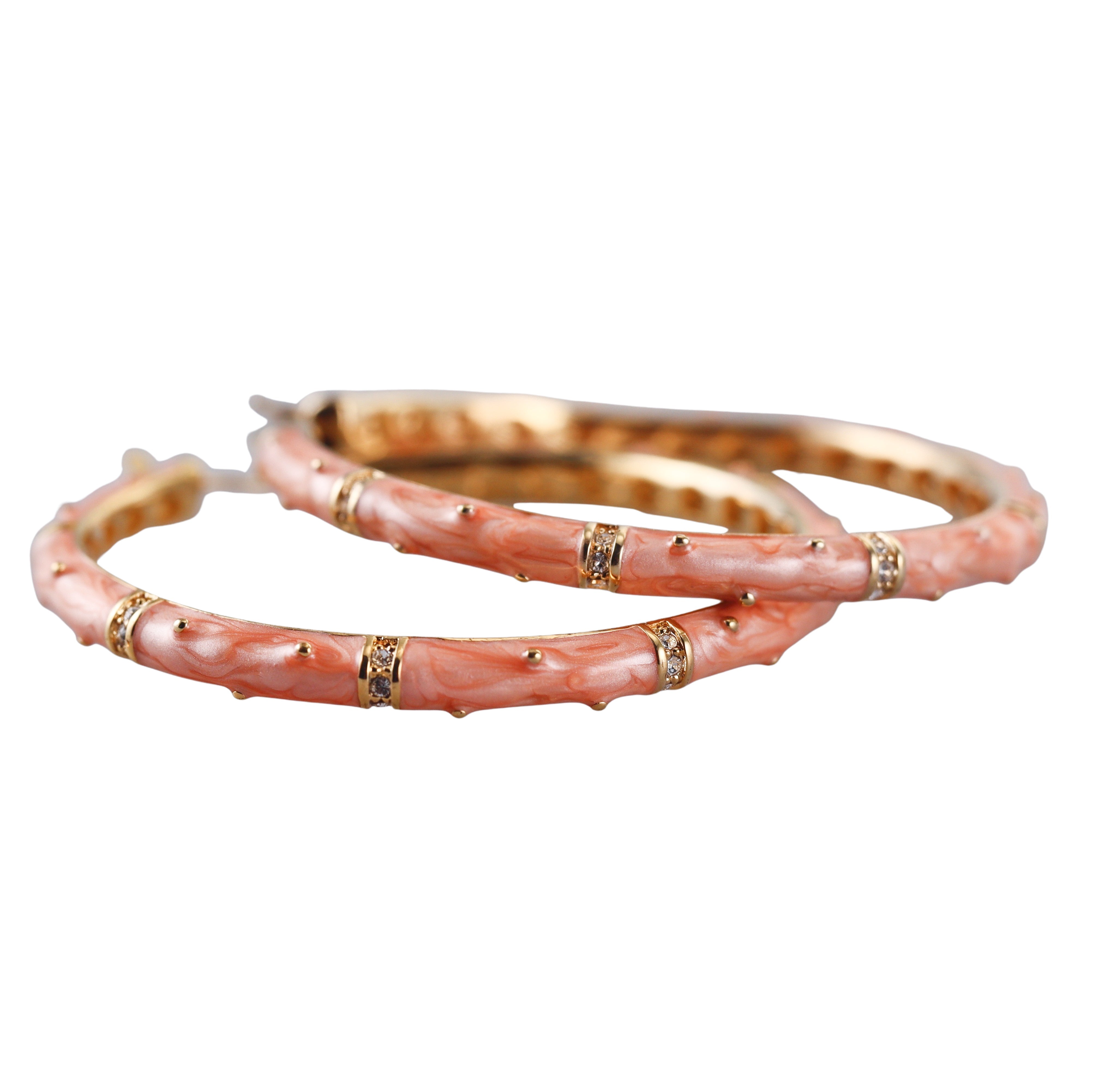 Lauren G Adams Gold Tone Enamel Hoop Earrings