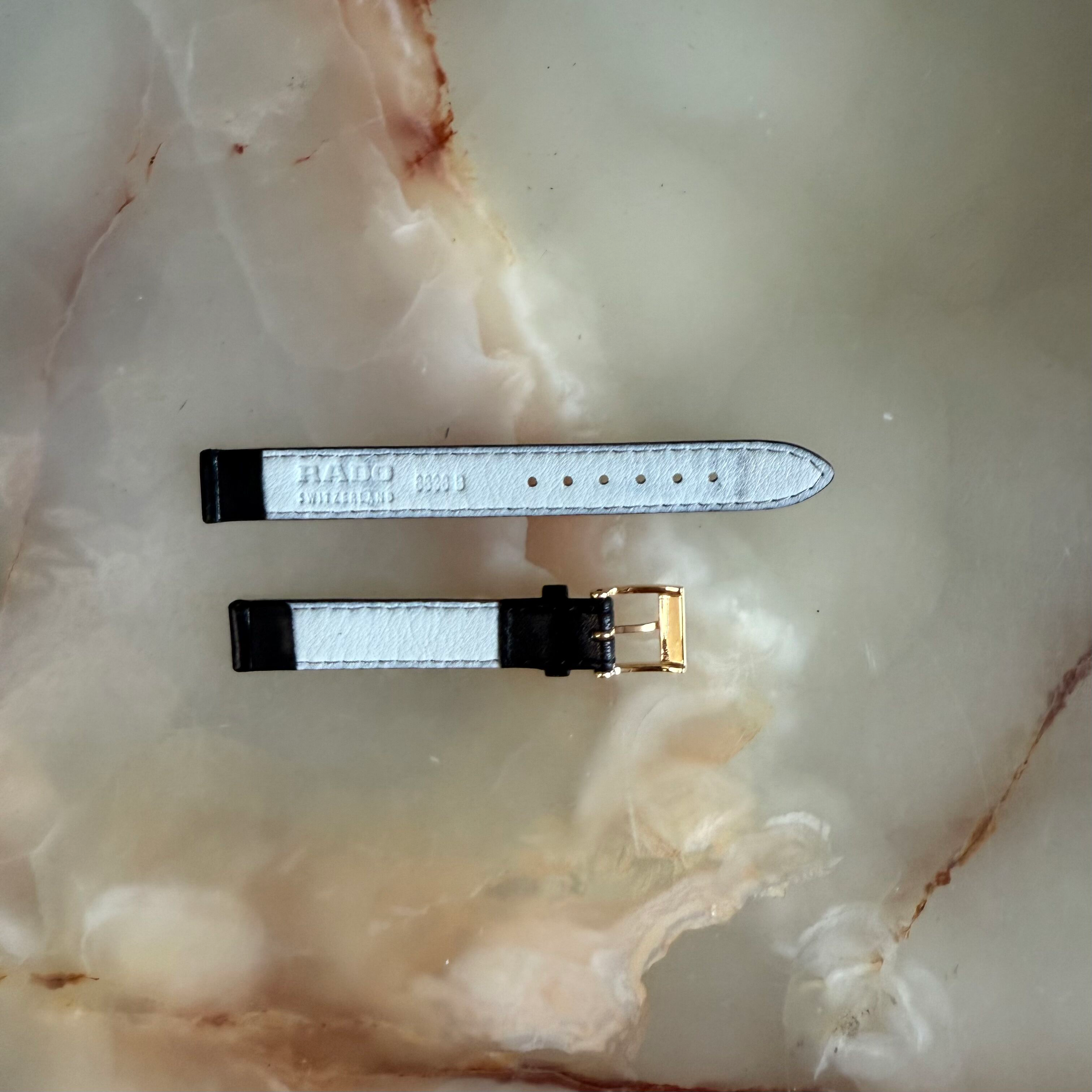Authentic RADO Black Leather Watch Strap Band 12mm with Buckle 8638-B