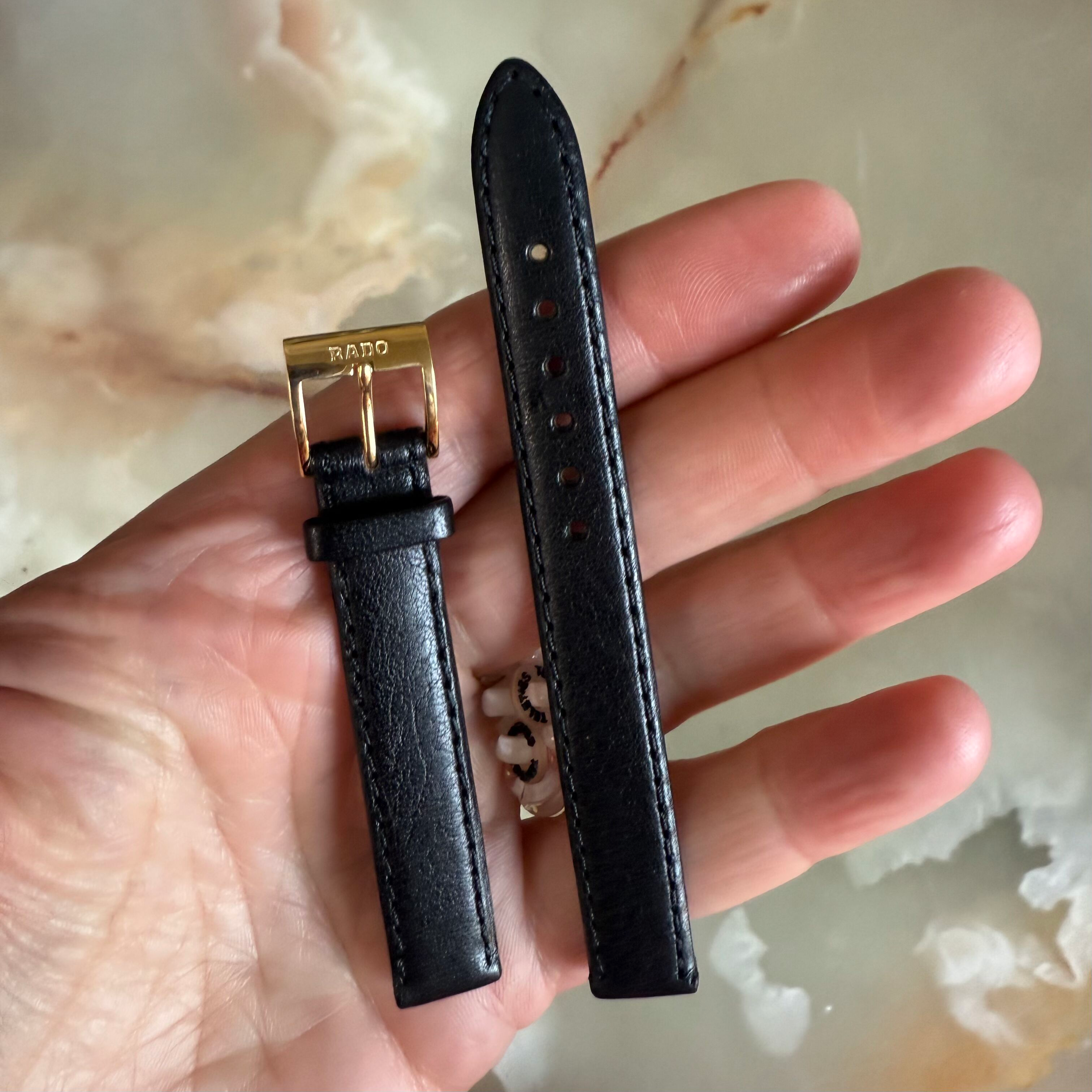 Authentic RADO Black Leather Watch Strap Band 12mm with Buckle 8638-B