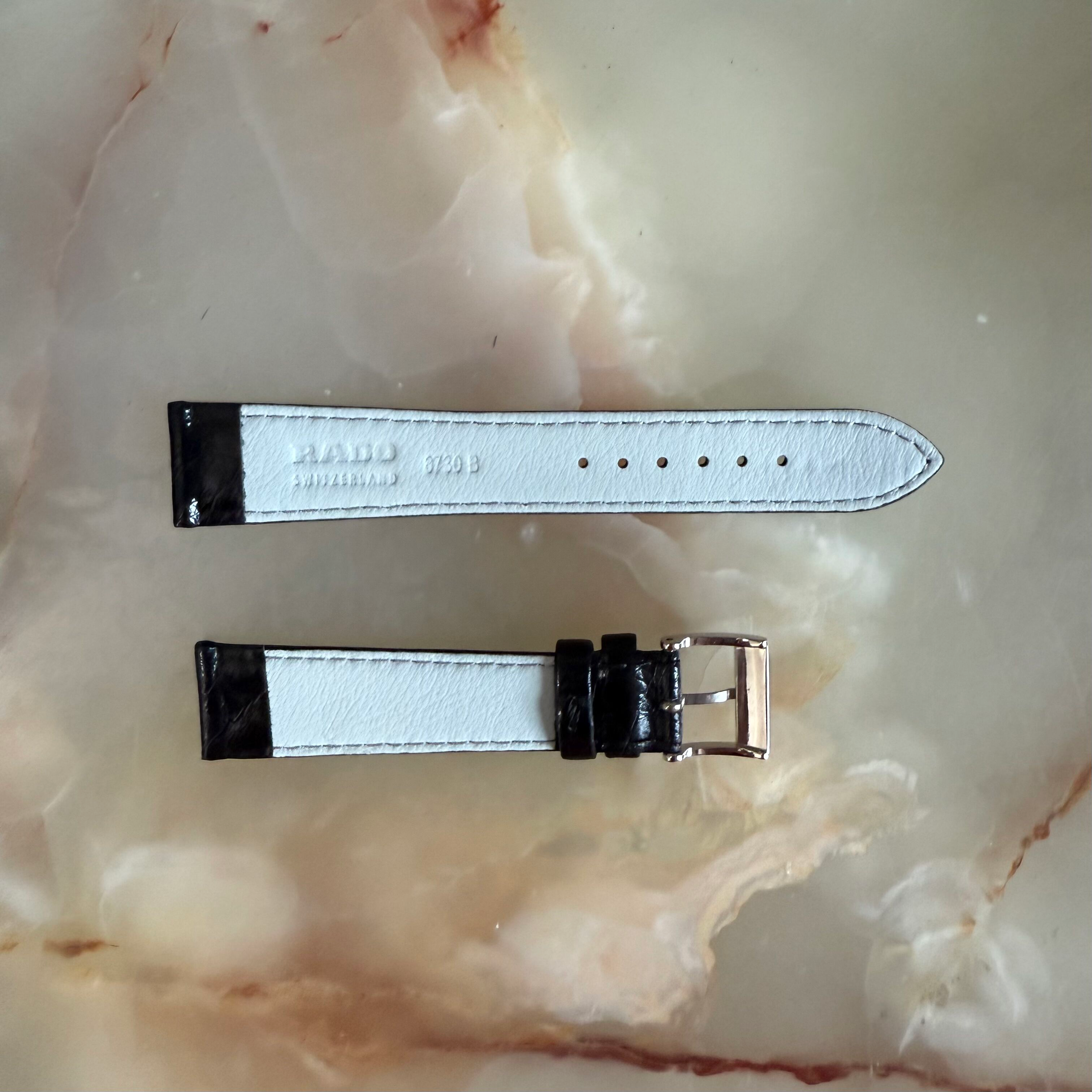 Authentic RADO Black Leather Watch Strap Band 19mm with Buckle 8730-B