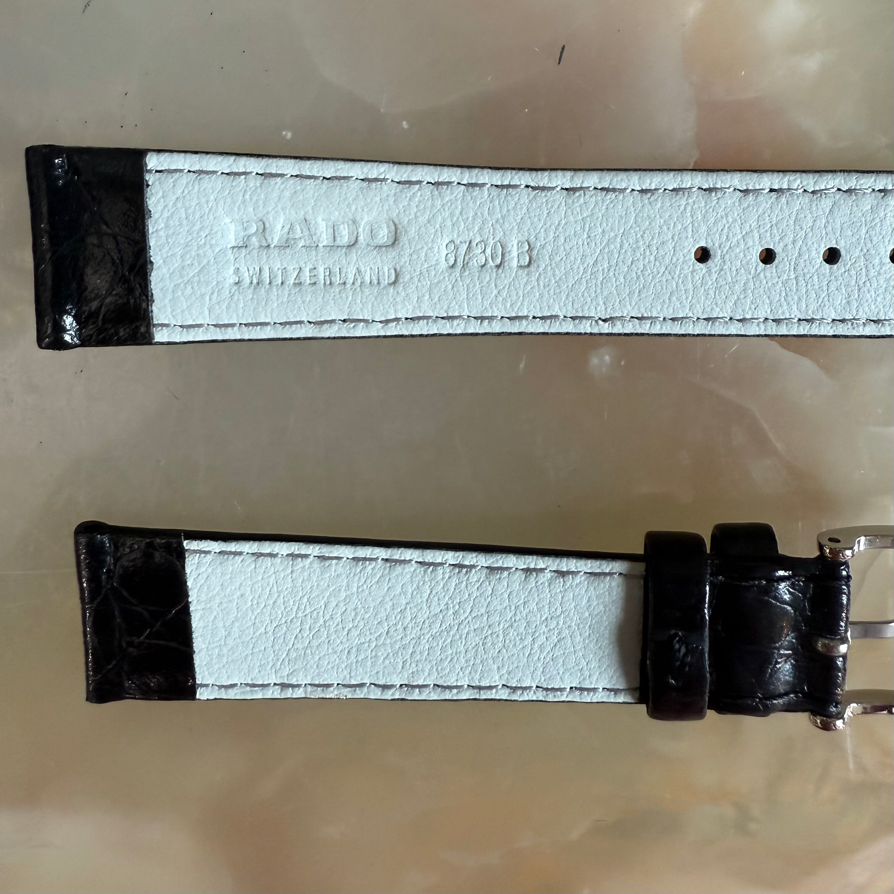 Authentic RADO Black Leather Watch Strap Band 19mm with Buckle 8730-B