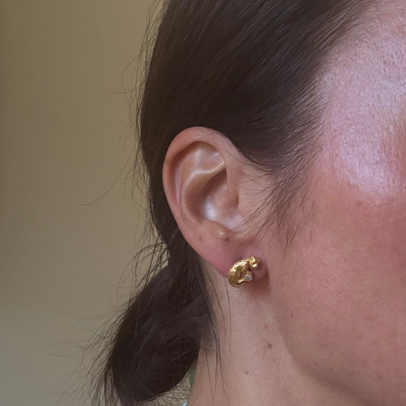 Antique 18k Gold Diamond Monkey Earrings