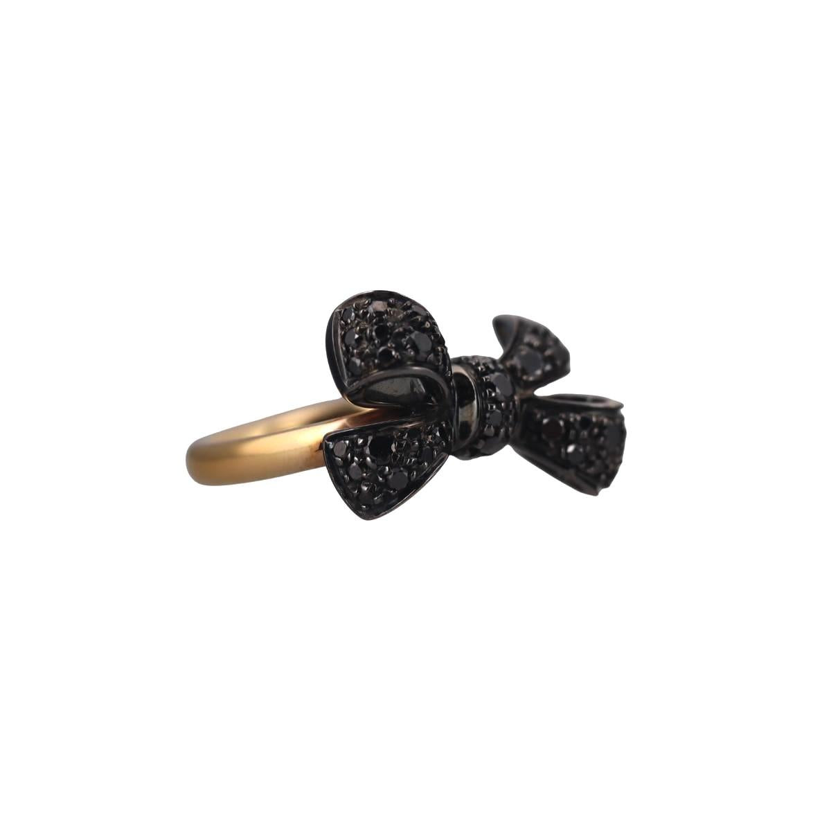 Pomellato Forever 18k Gold Bow Black Diamond Ring