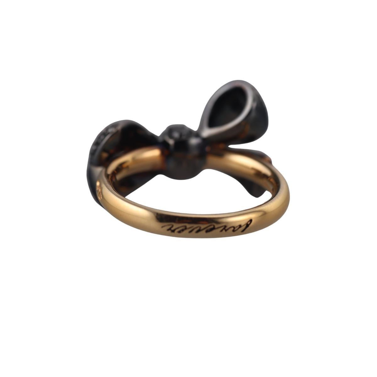 Pomellato Forever 18k Gold Bow Black Diamond Ring