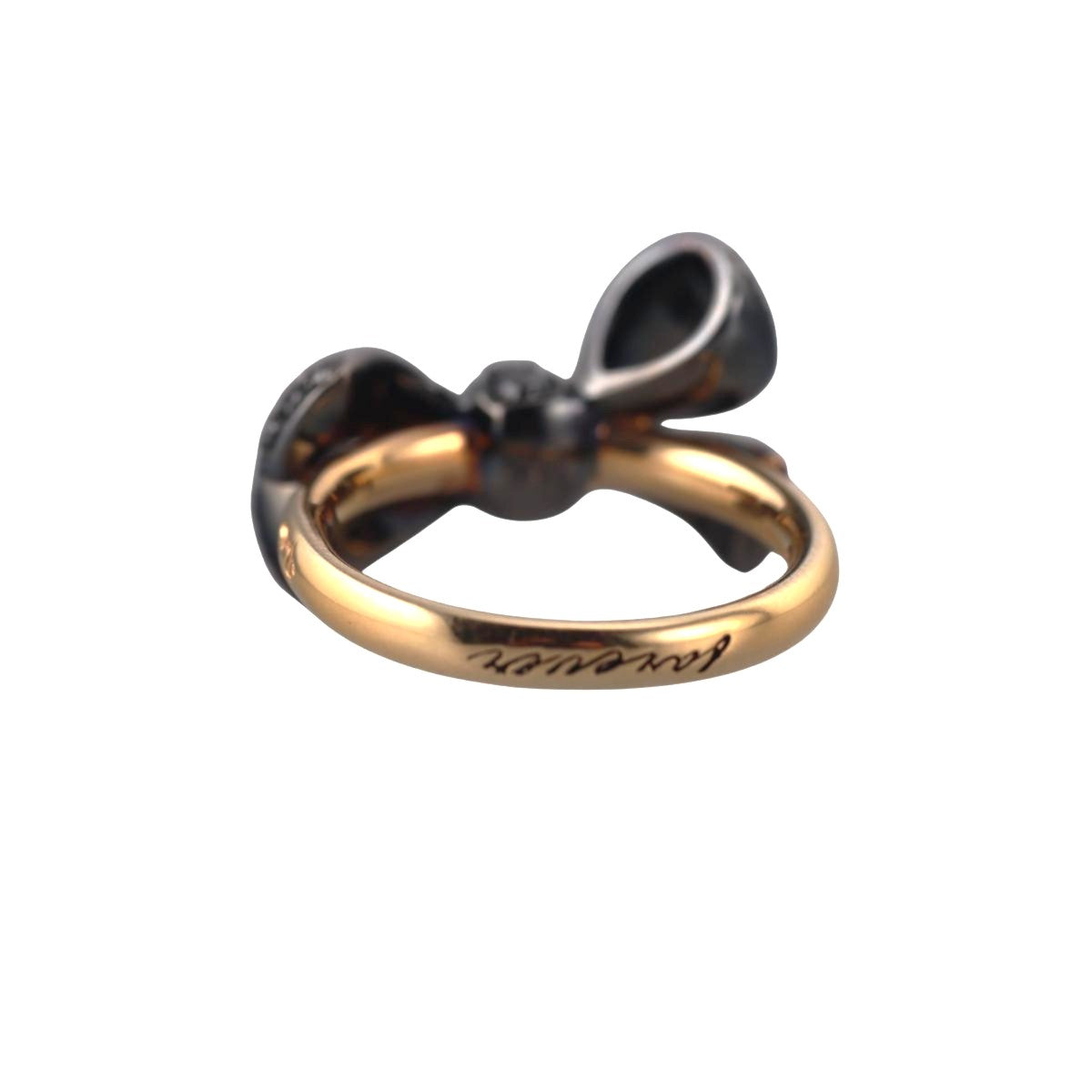 Pomellato Forever 18k Gold Bow Black Diamond Ring