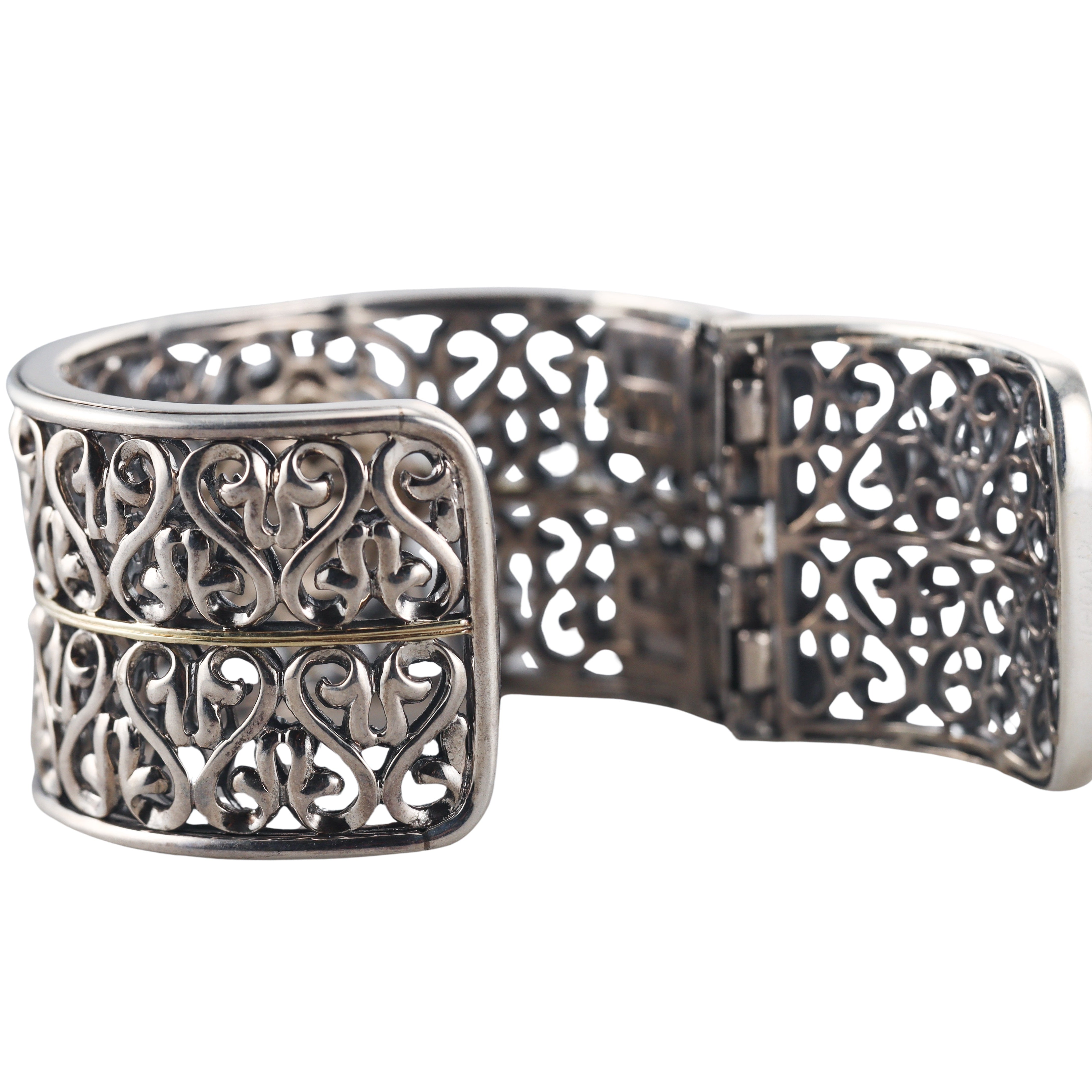 Charles Krypell Diamonds Cuff Bracelet in Sterling Silver 18k Gold