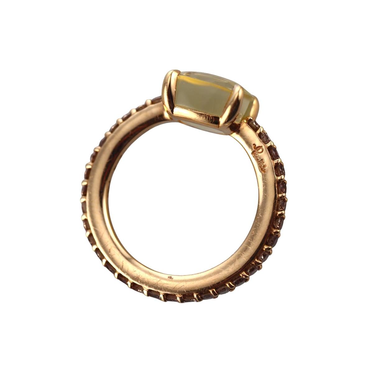 Pomellato Baby 18k Gold Lemon Quartz Diamond Ring