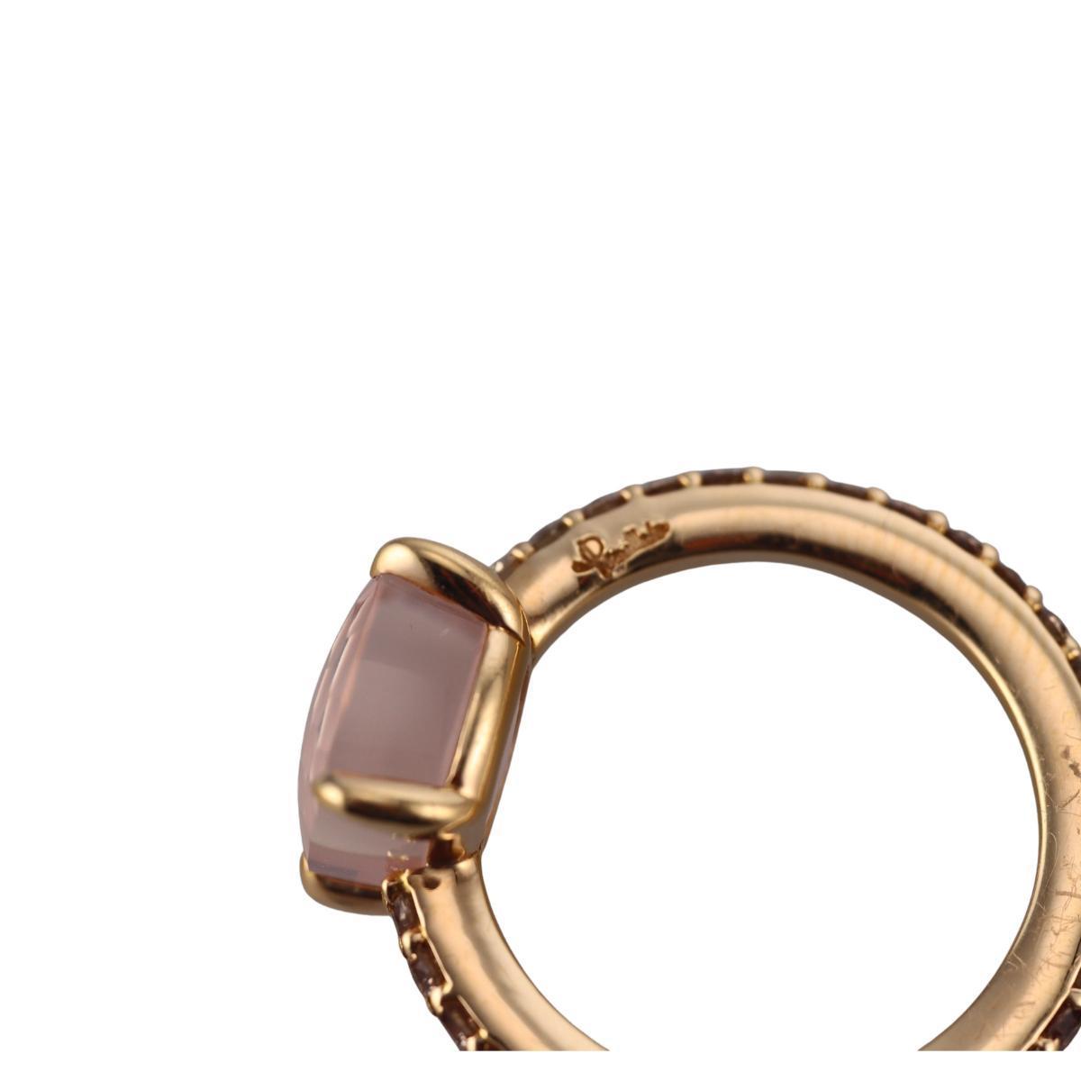 Pomellato Baby 18k Gold Rose Quartz Diamond Ring
