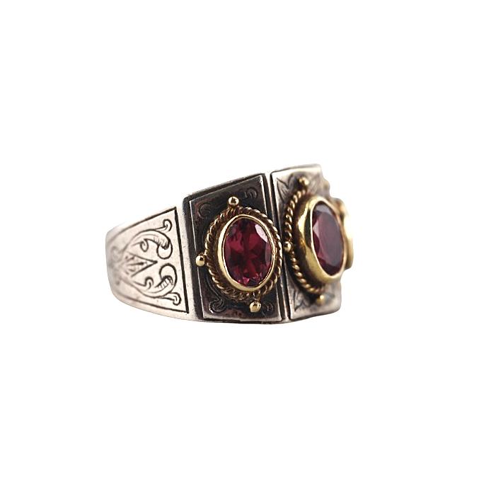 Konstantino 18k Gold Sterling Rhodolite Garnet Cabochon Ring
