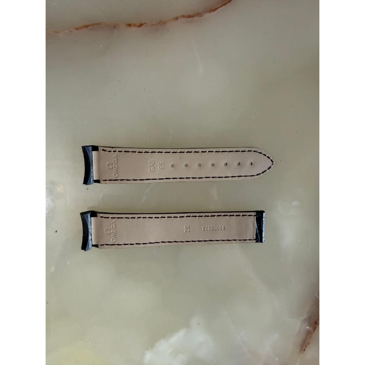 Authentic Omega Black Crocodile Watch Strap Band 20mm 98000273