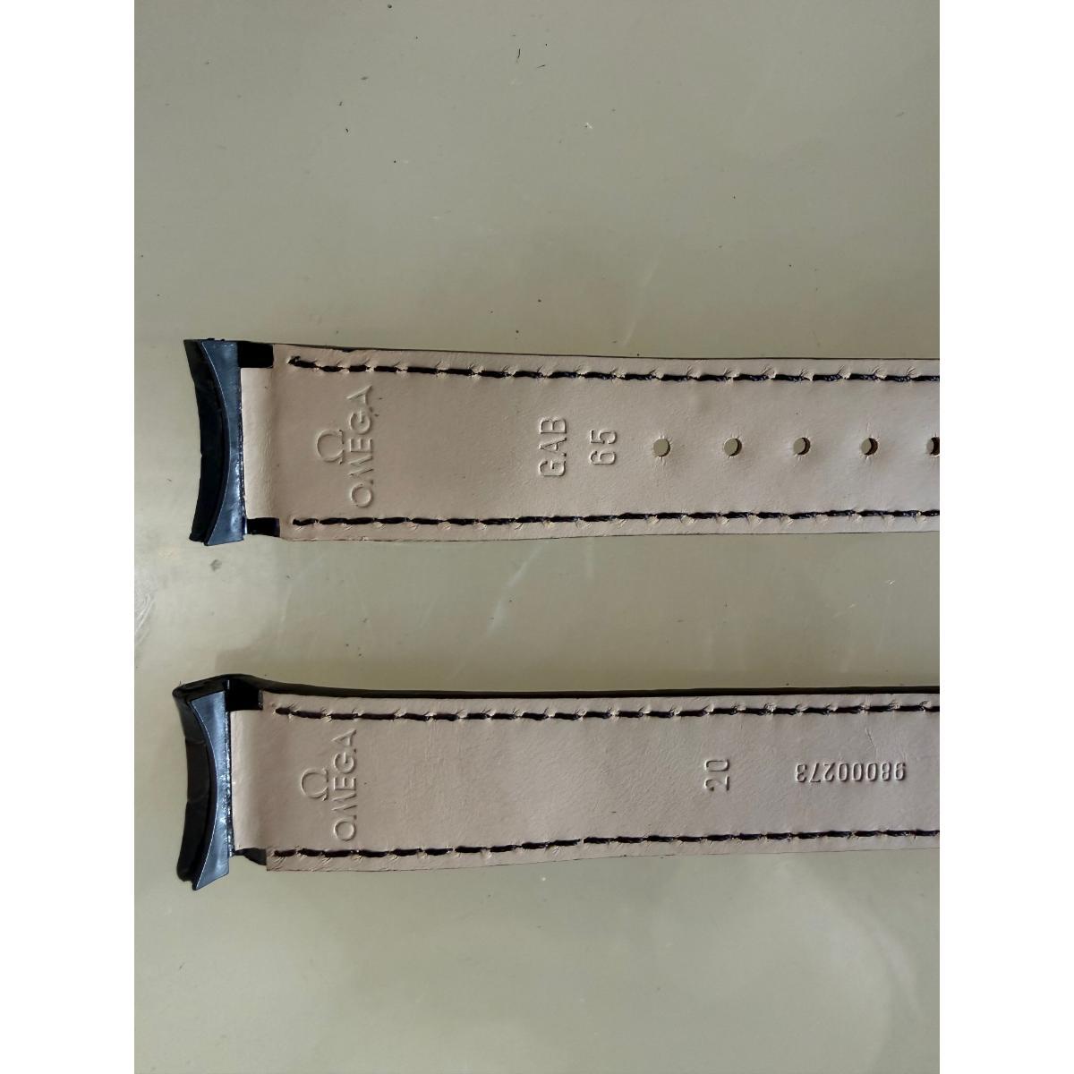 Authentic Omega Black Crocodile Watch Strap Band 20mm 98000273
