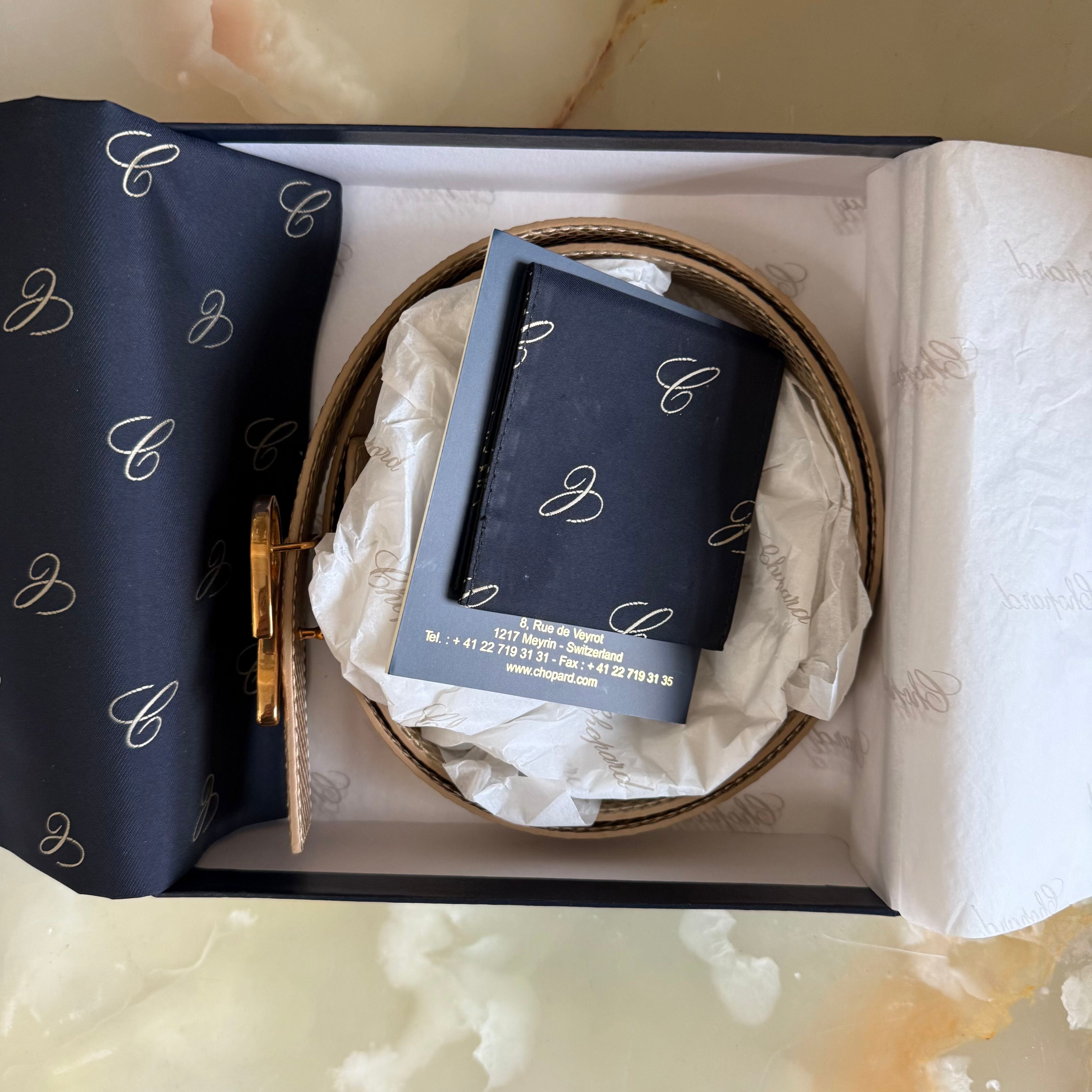 Chopard Icon Metallic Gold Python Print Leather Belt