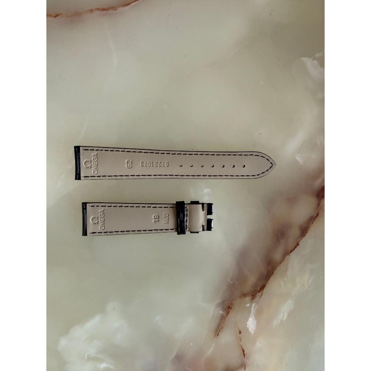 Authentic Omega Black Crocodile Watch Strap Band 19mm 97221073