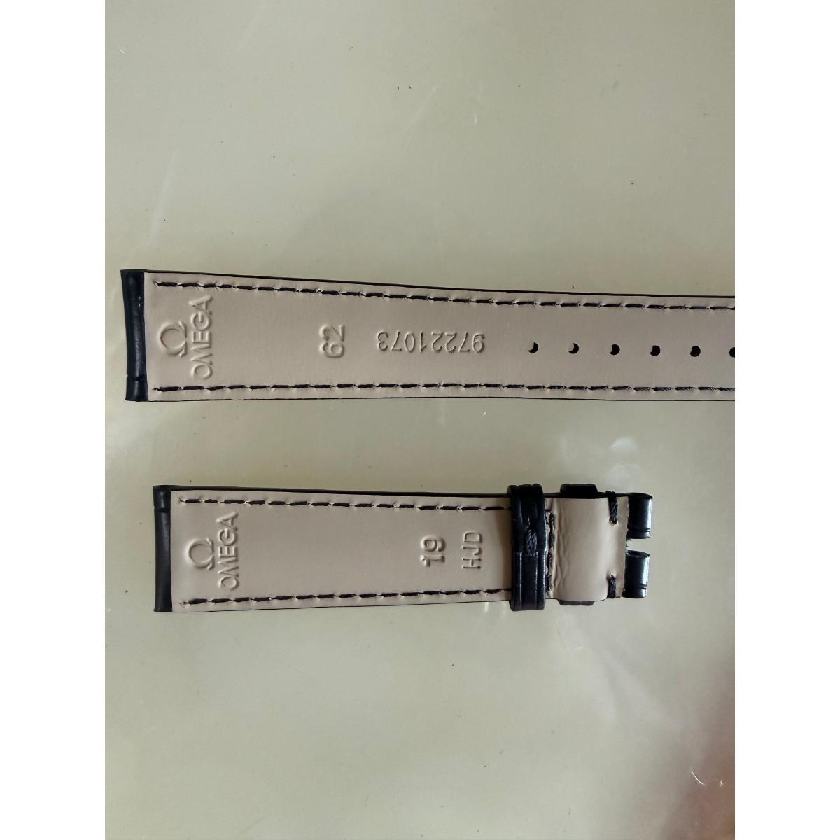 Authentic Omega Black Crocodile Watch Strap Band 19mm 97221073