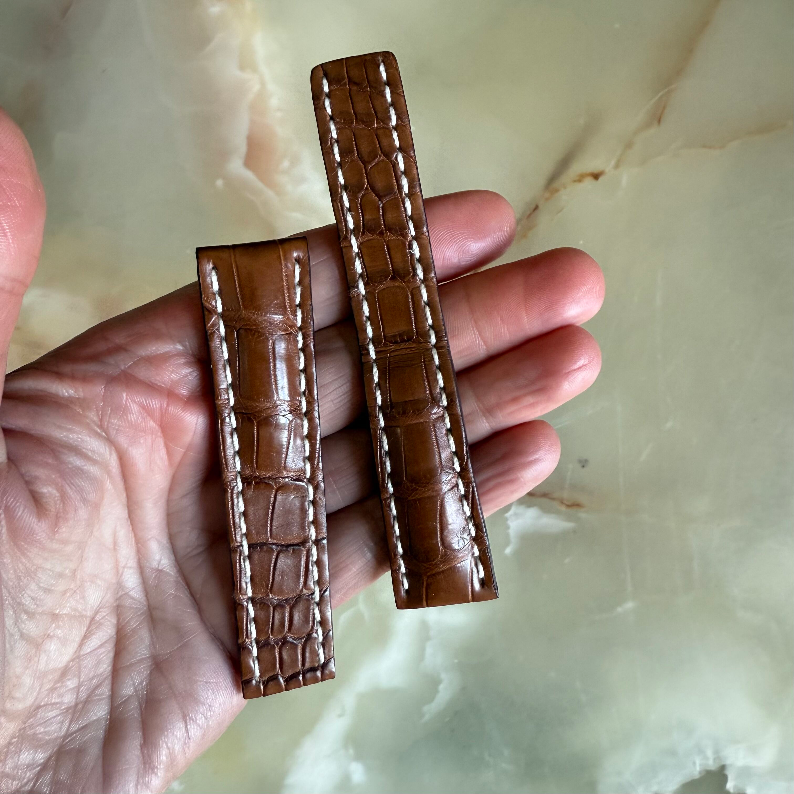 Authentic Breitling Brown Alligator Watch Strap Band 20mm 723P