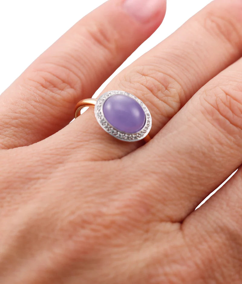 Mimi Milano Leela Lavender Jade Diamond 18k Gold Ring