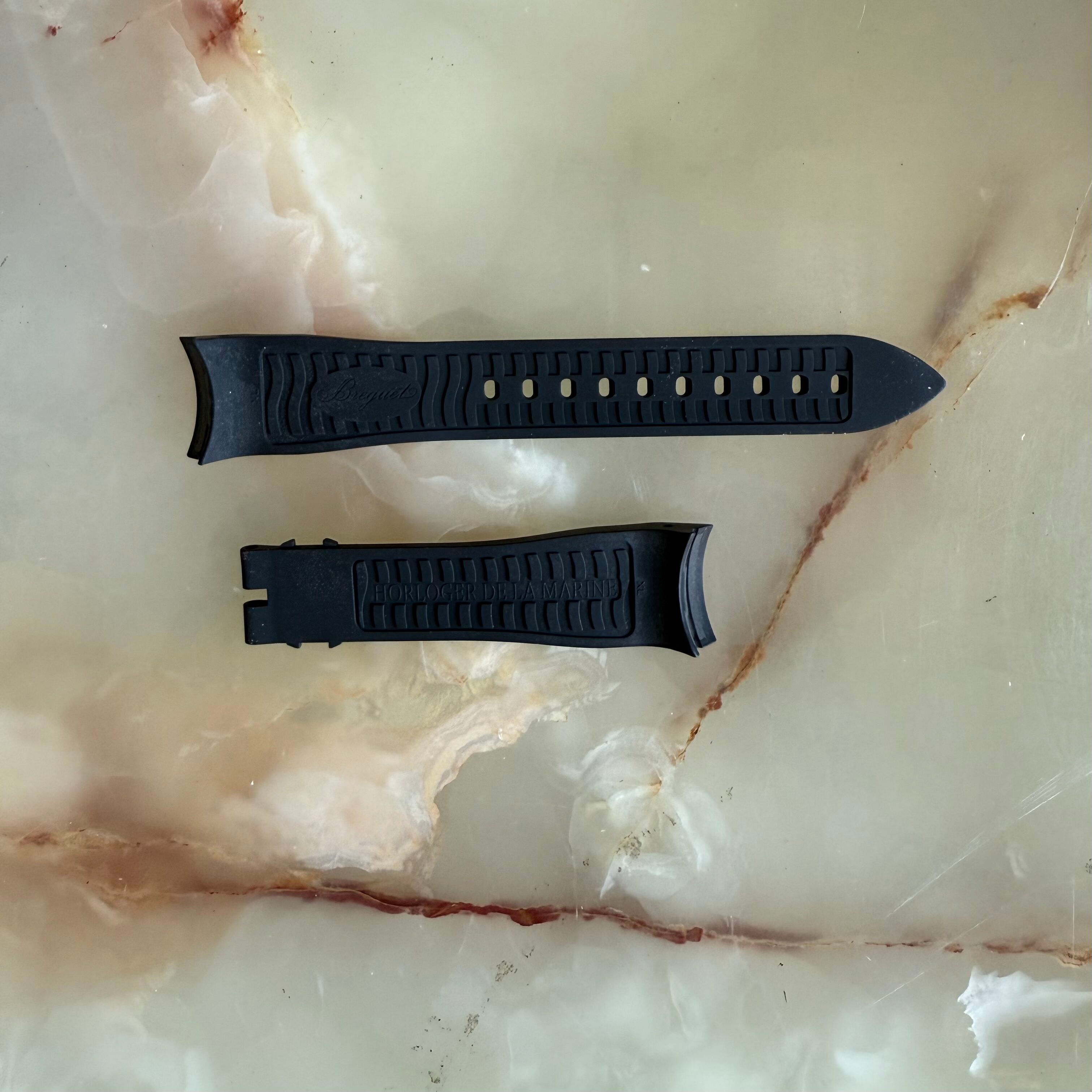 Authentic Breguet Black Rubber Watch Strap Band 22mm