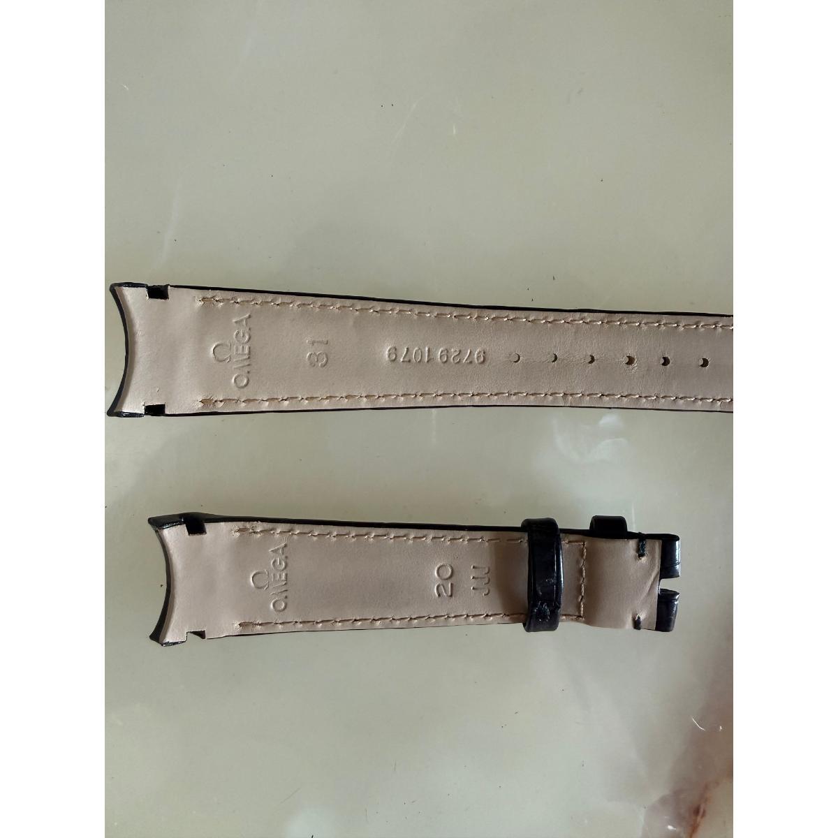 Authentic Omega Black Crocodile Watch Strap Band 20mm 97291079