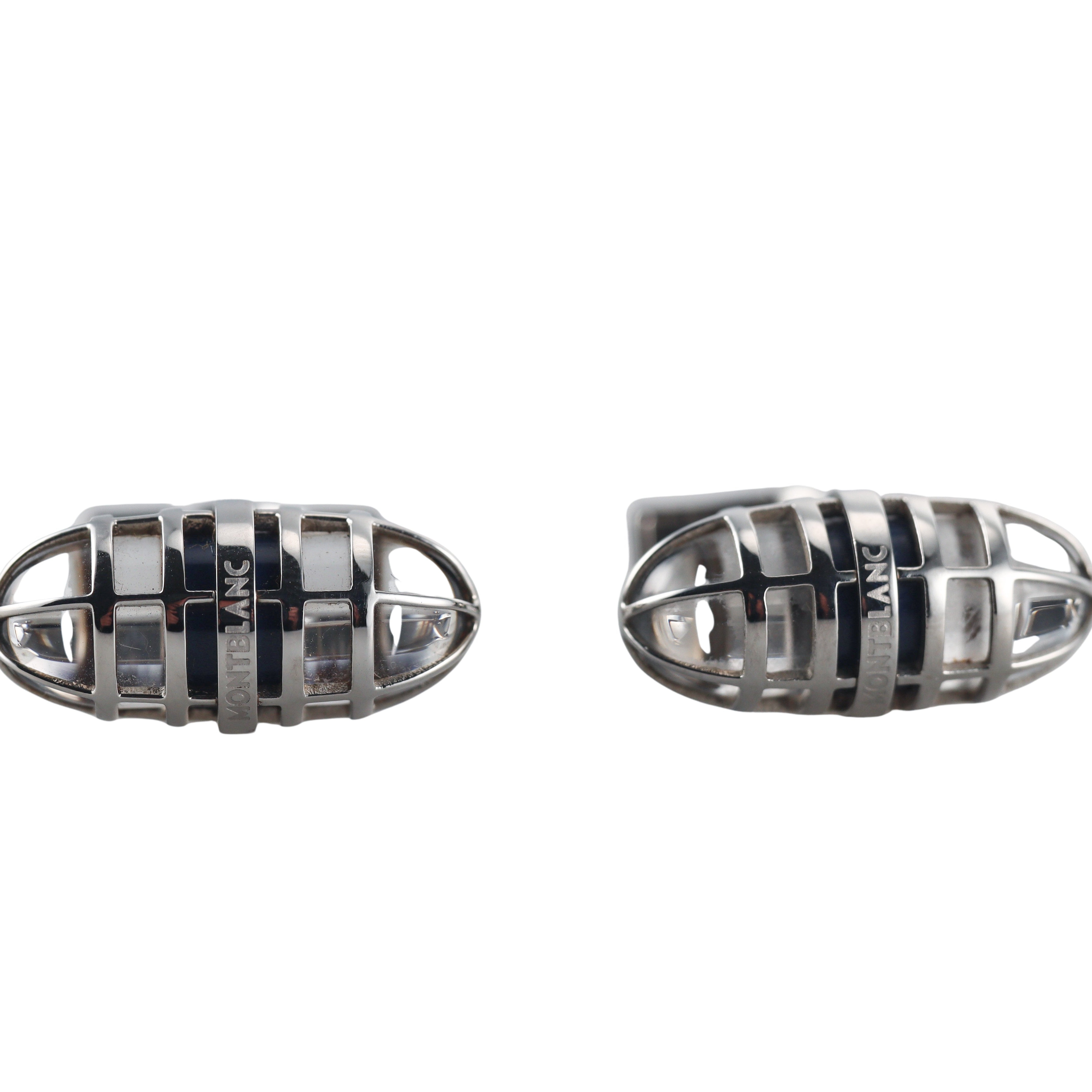 Montblanc Oval Steel Crystal Cufflinks 144438