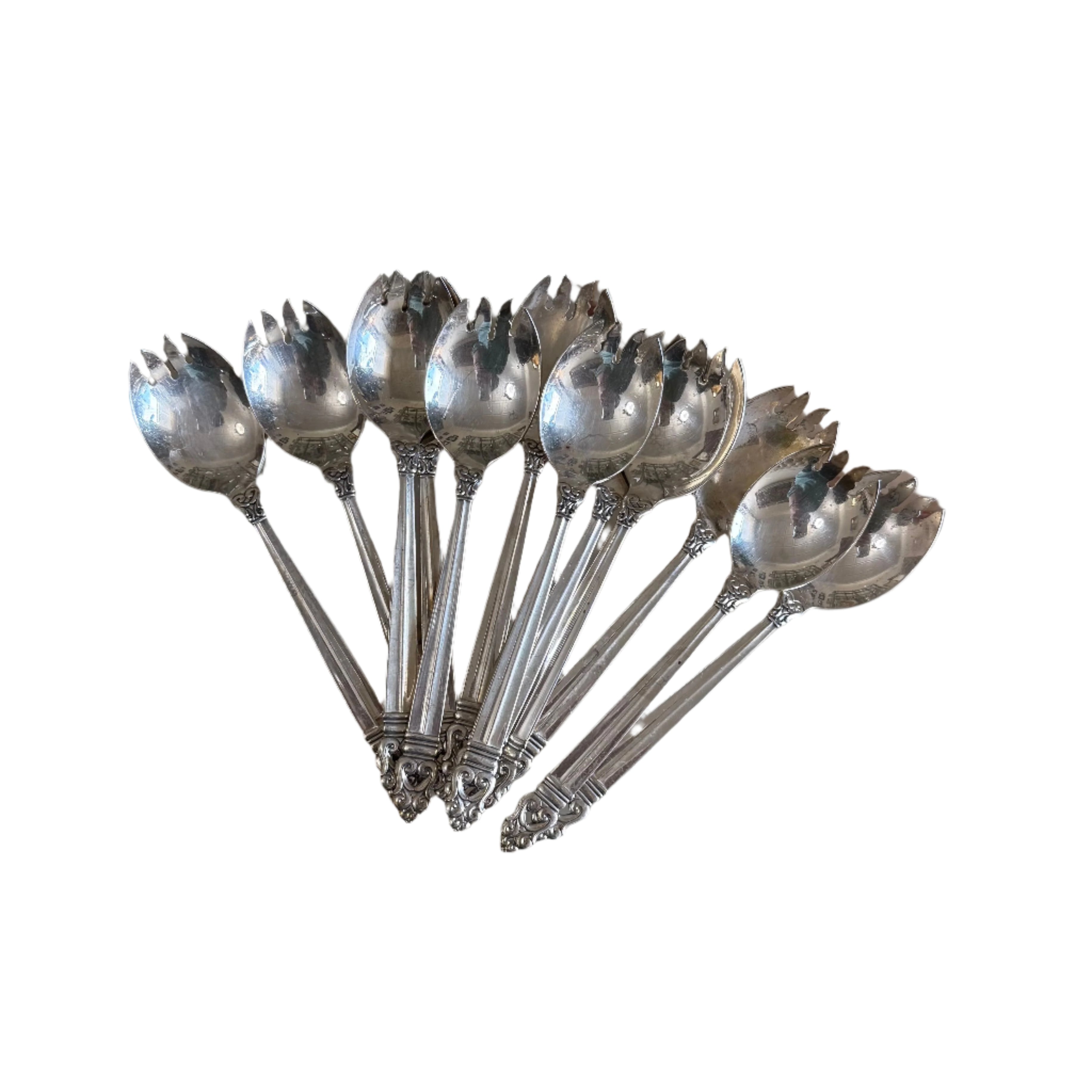 International Royal Danish Sterling Ice Cream Fork Set of 12