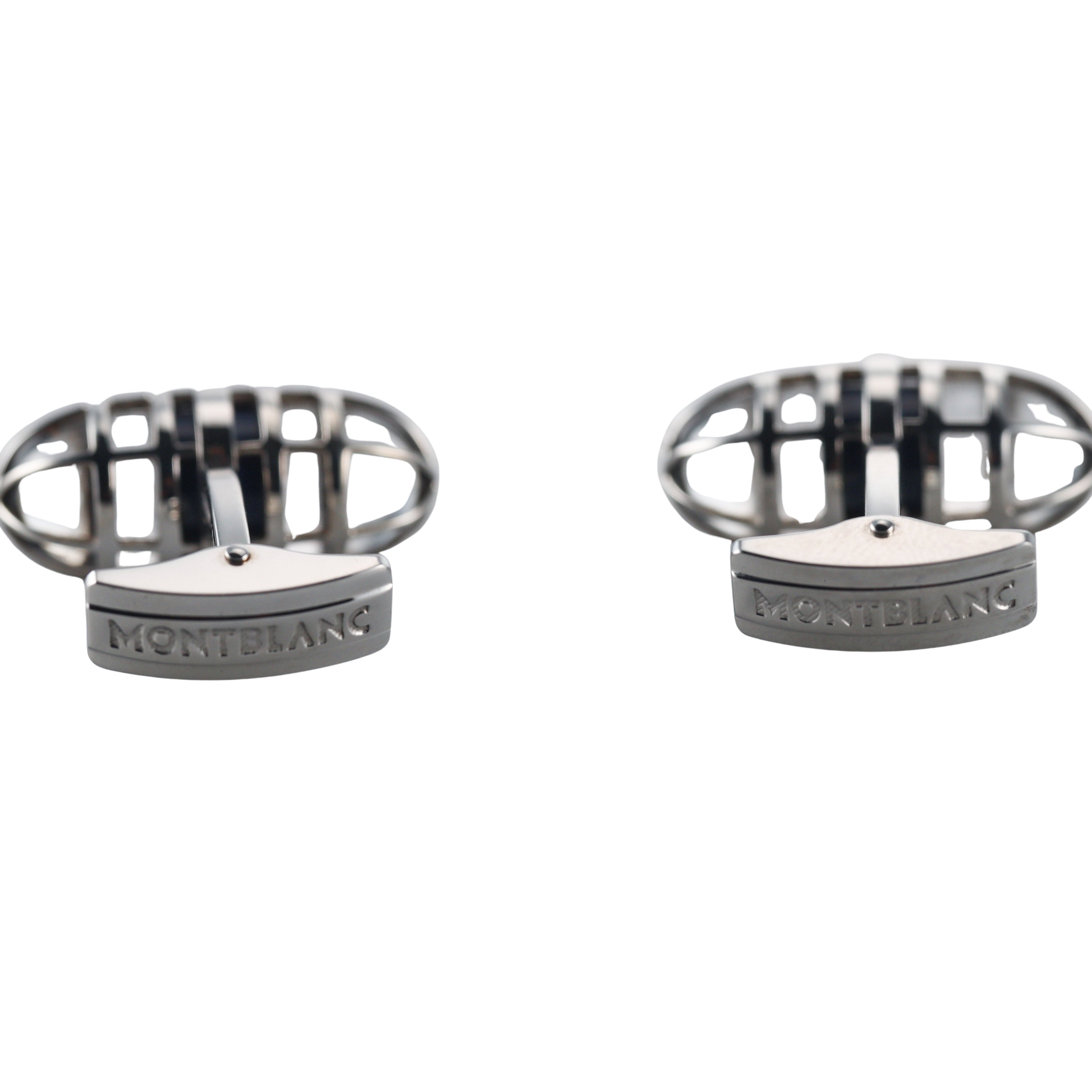 Montblanc Oval Steel Crystal Cufflinks 144438