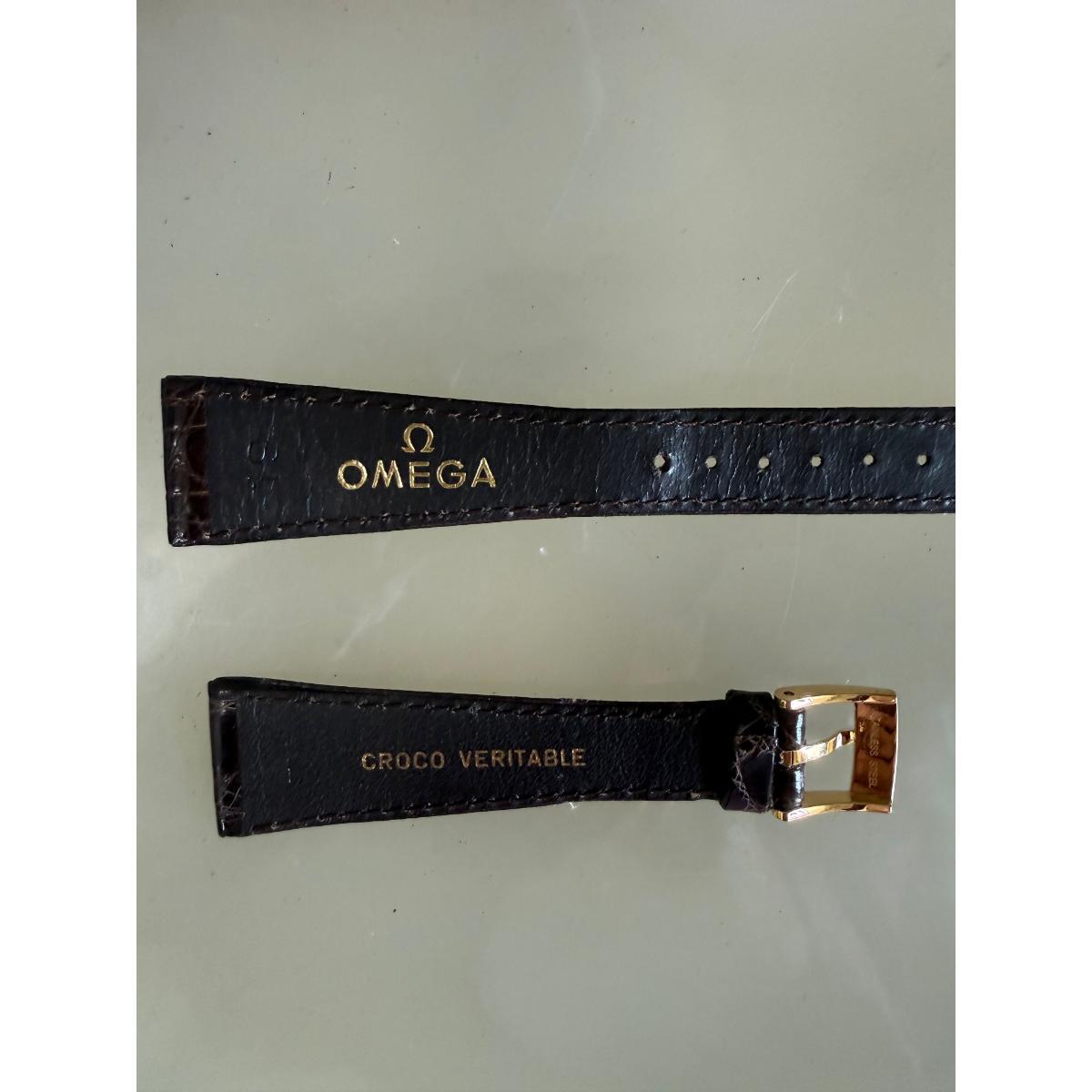 Authentic Omega Brown Crocodile Watch Strap Band 19mm with Buckle