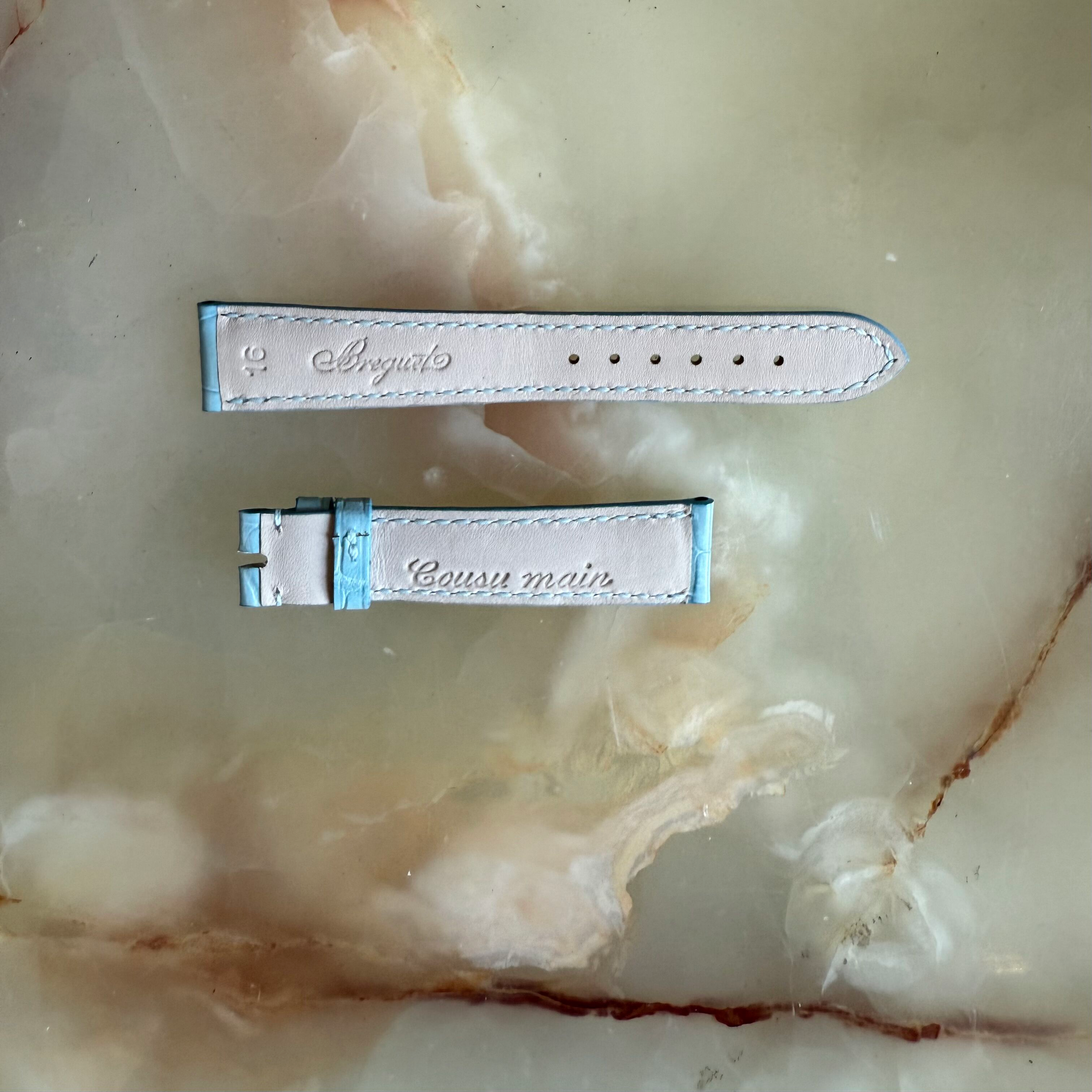 Authentic Breguet Baby Blue Alligator Watch Strap Band 16mm