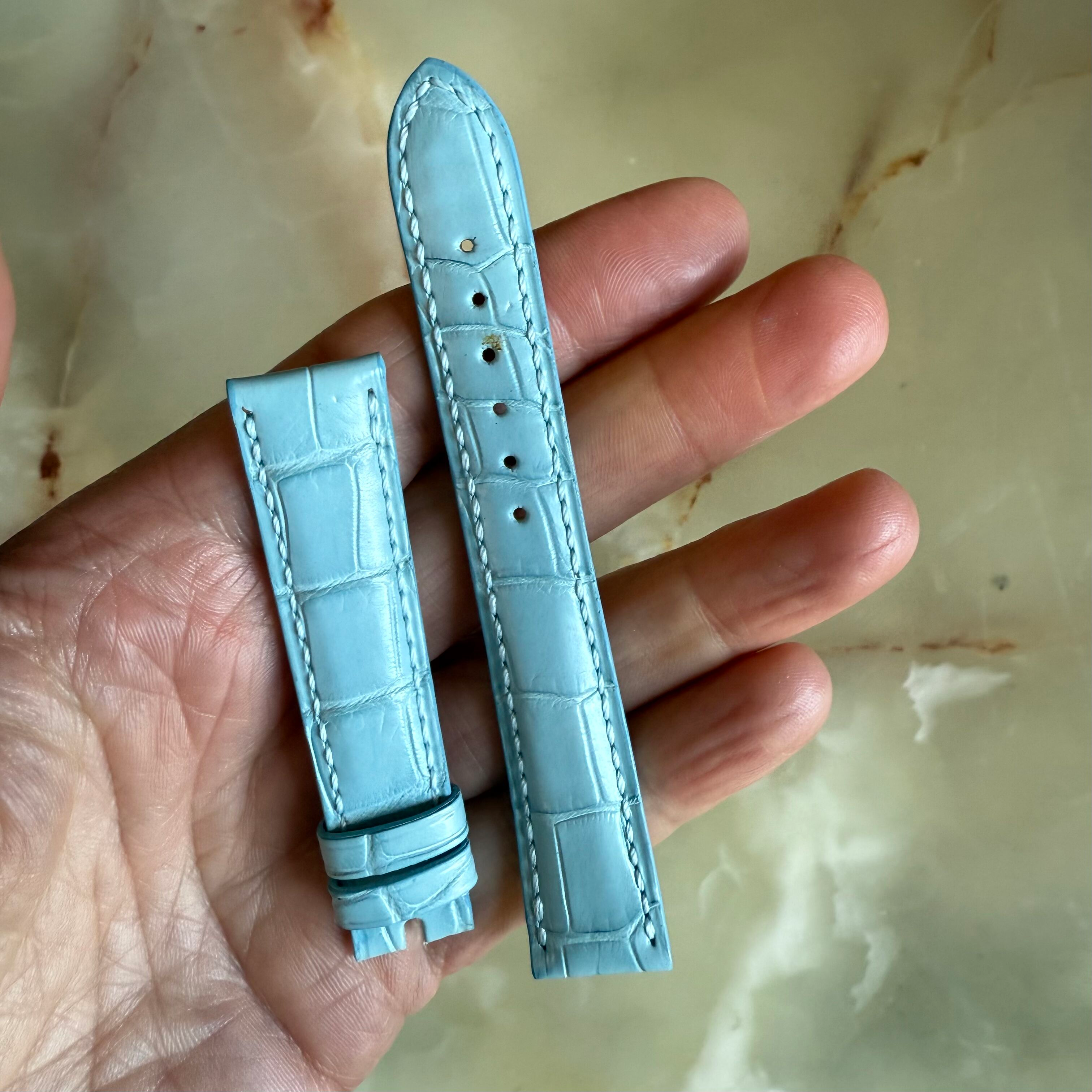Authentic Breguet Baby Blue Alligator Watch Strap Band 16mm