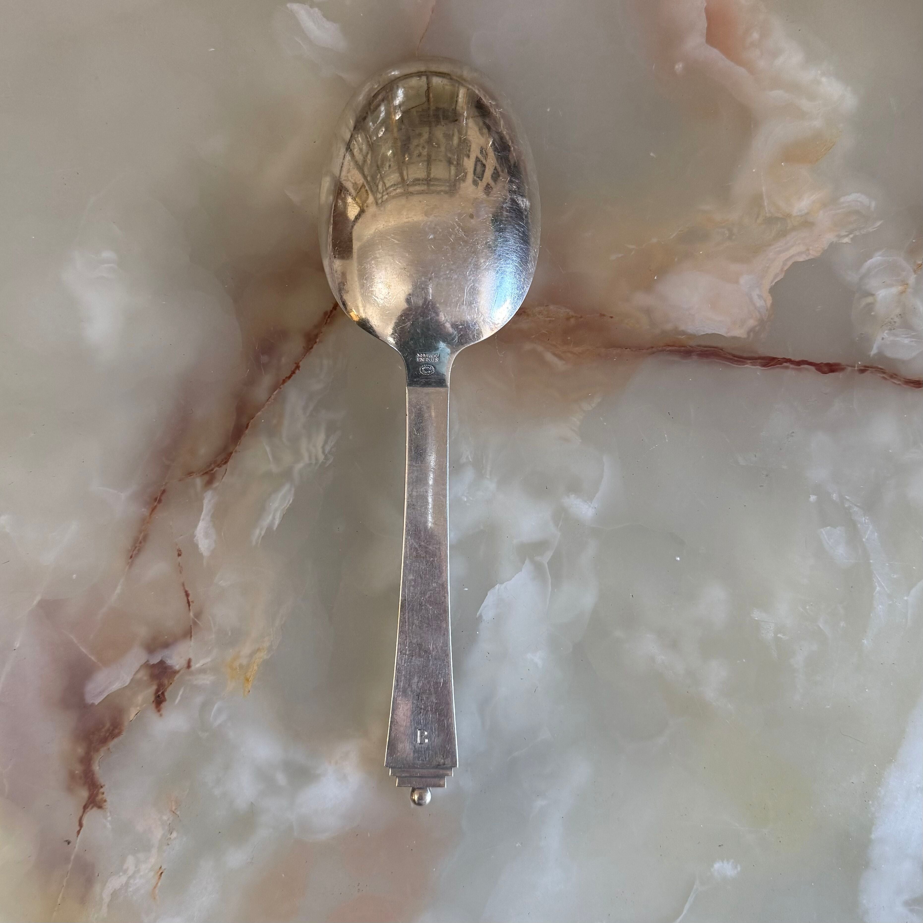 Georg Jensen Pyramid Sterling Salad Spoon Fork Set