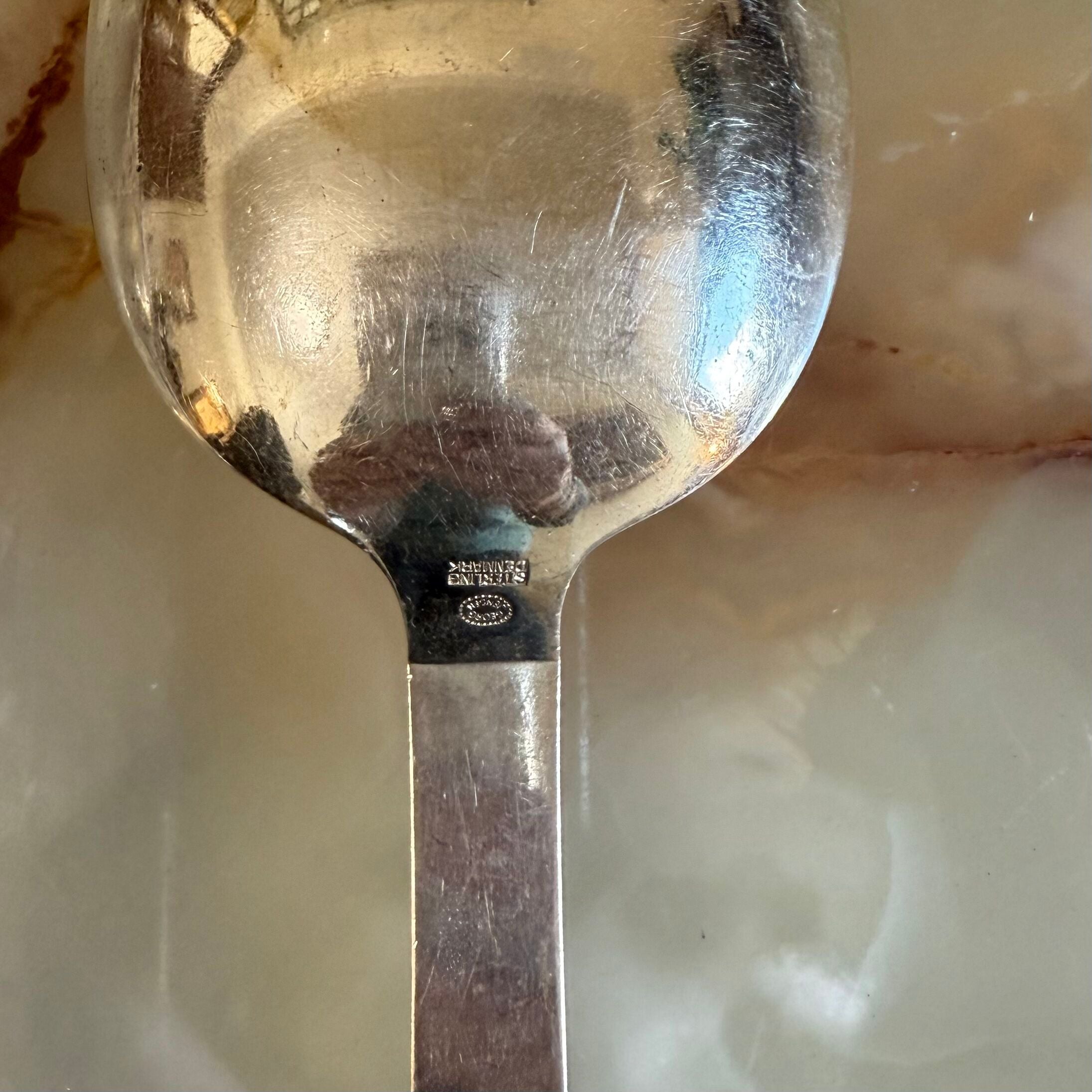 Georg Jensen Pyramid Sterling Salad Spoon Fork Set