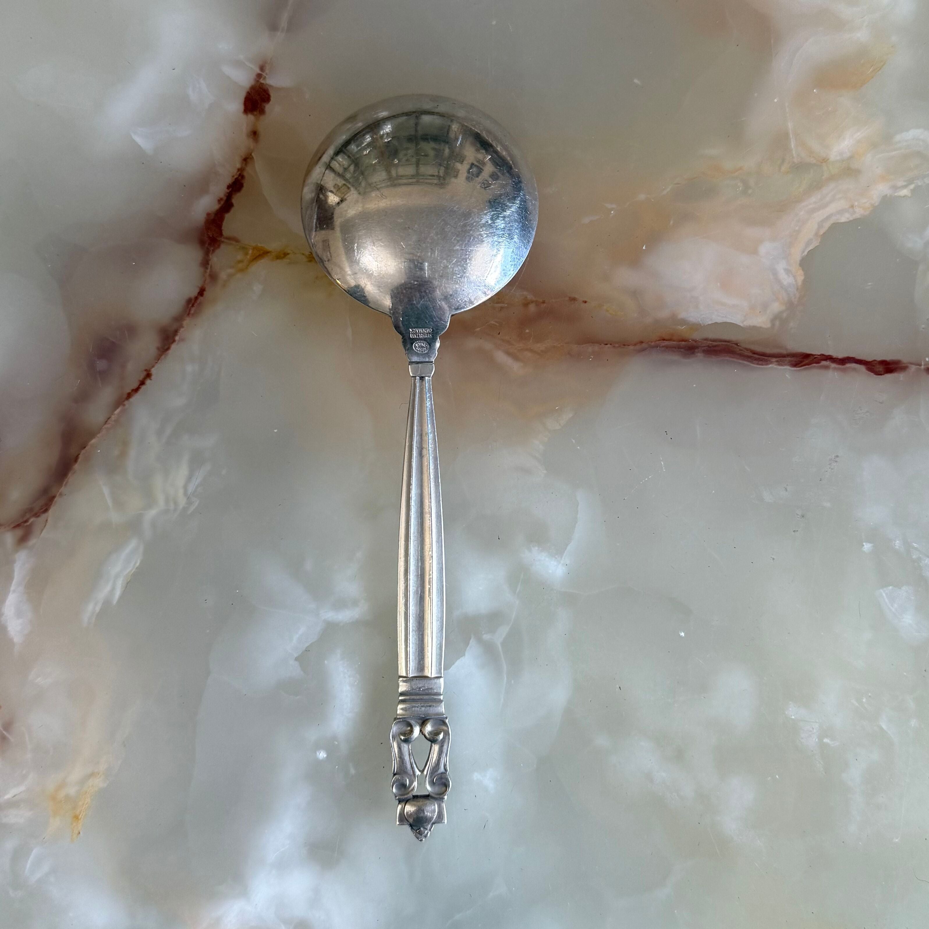 Georg Jensen Acorn Sterling Round Bowl Soup Spoon (Cream Soup) Set of 6