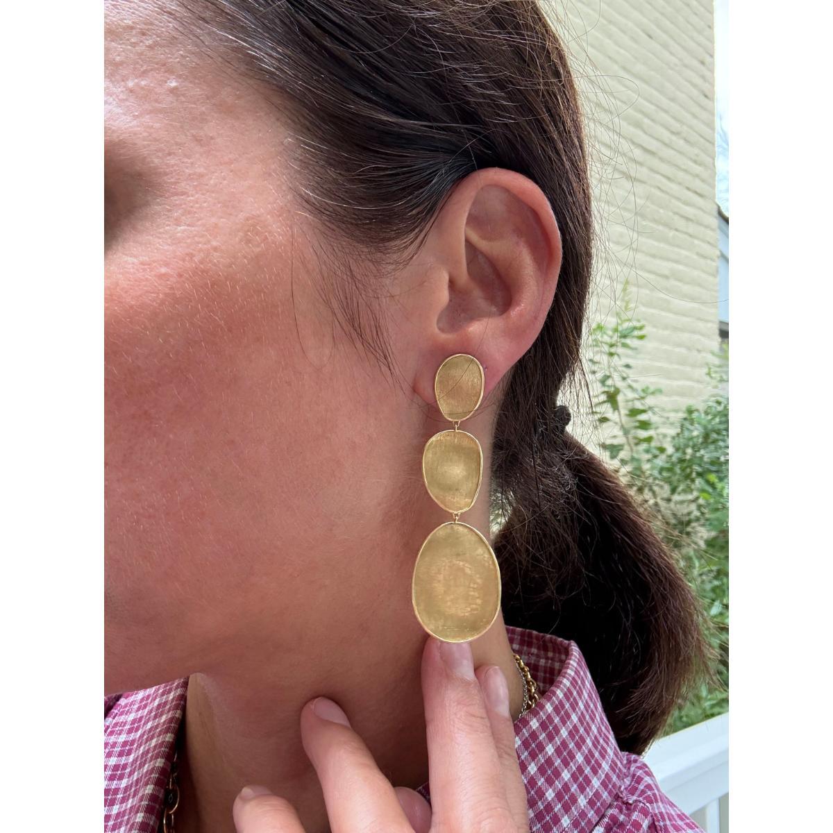 Marco Bicego Lunaria 18K Gold Three-Drop Earrings