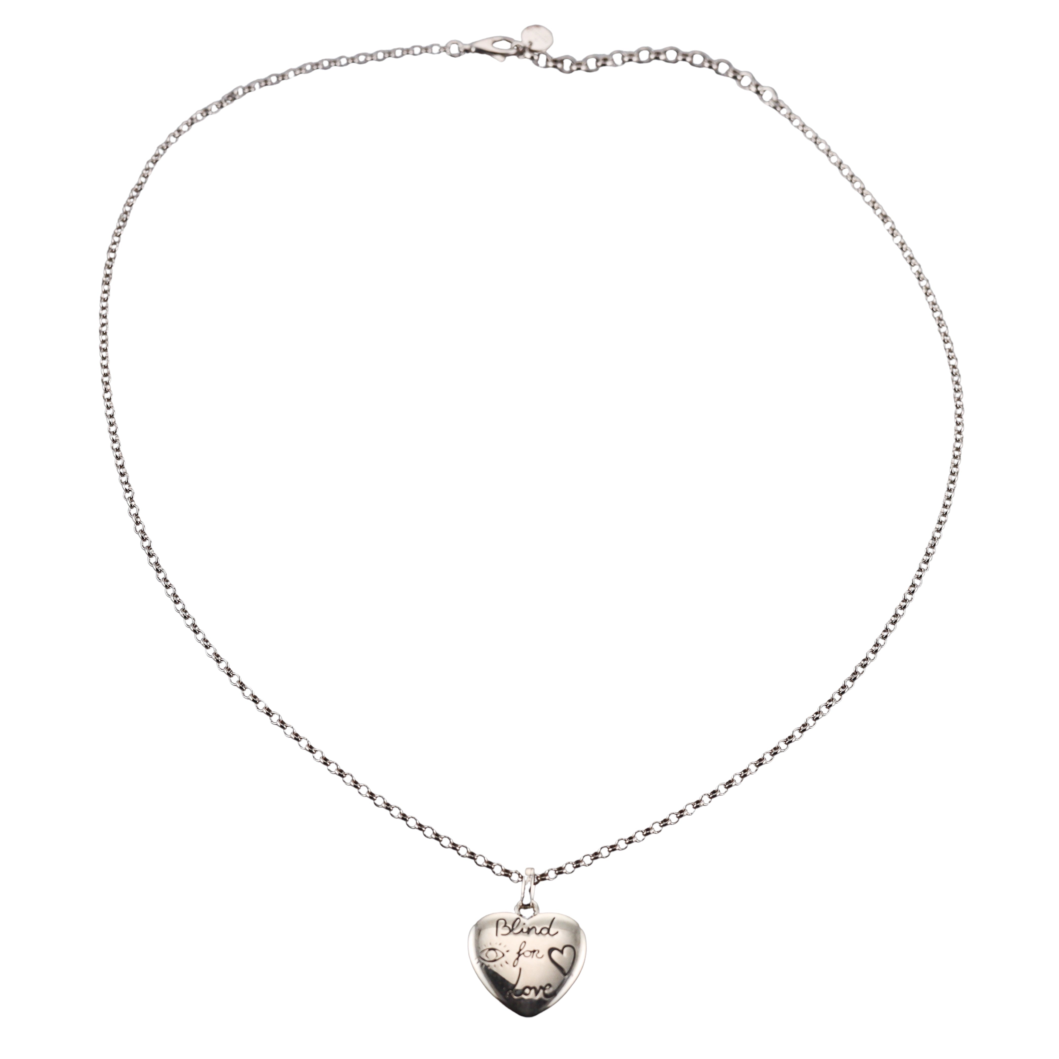 Gucci Sterling Silver Blind for Love Heart Pendant Necklace