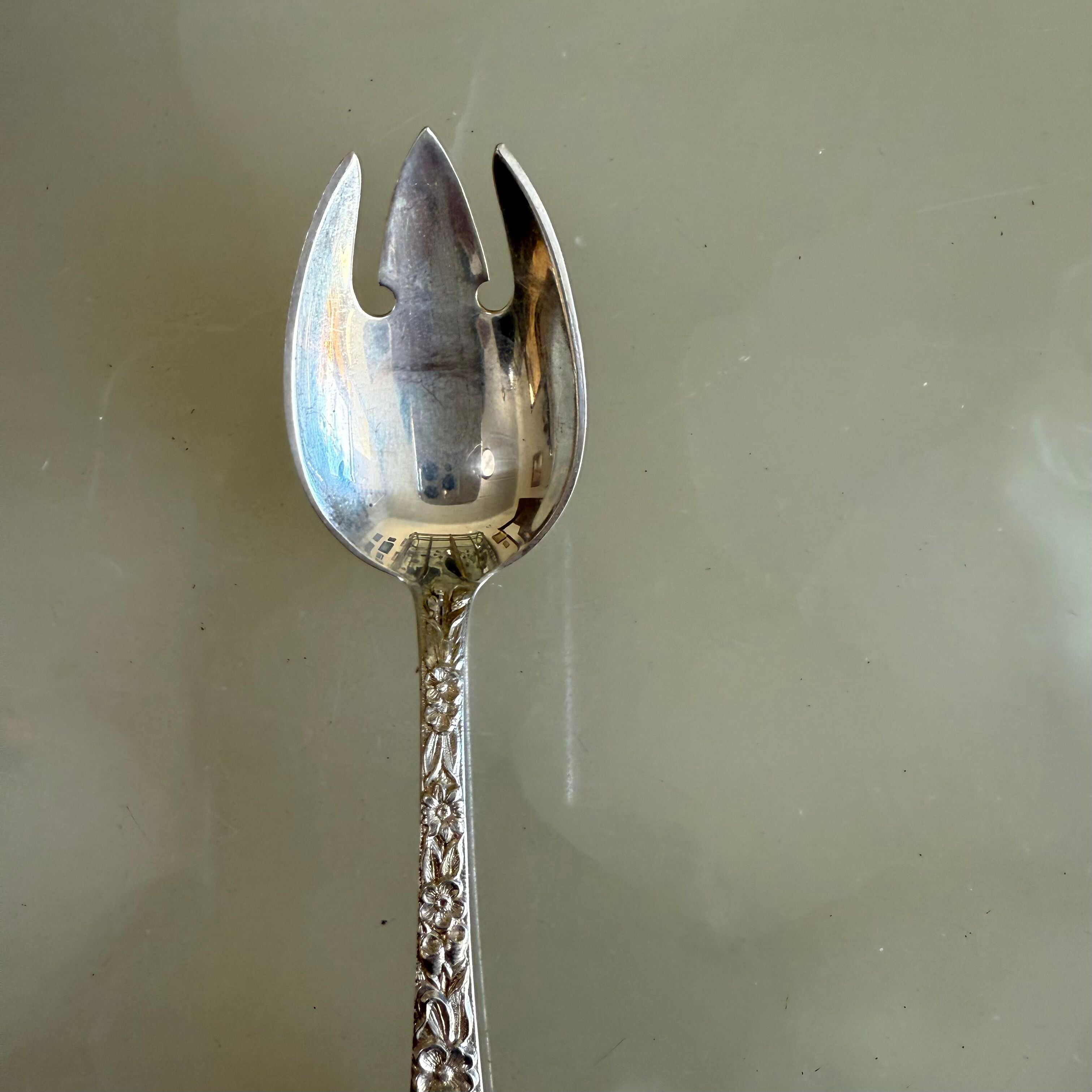 Set of 6 Kirk & Son Repousse Sterling Silver Ice Cream Fork